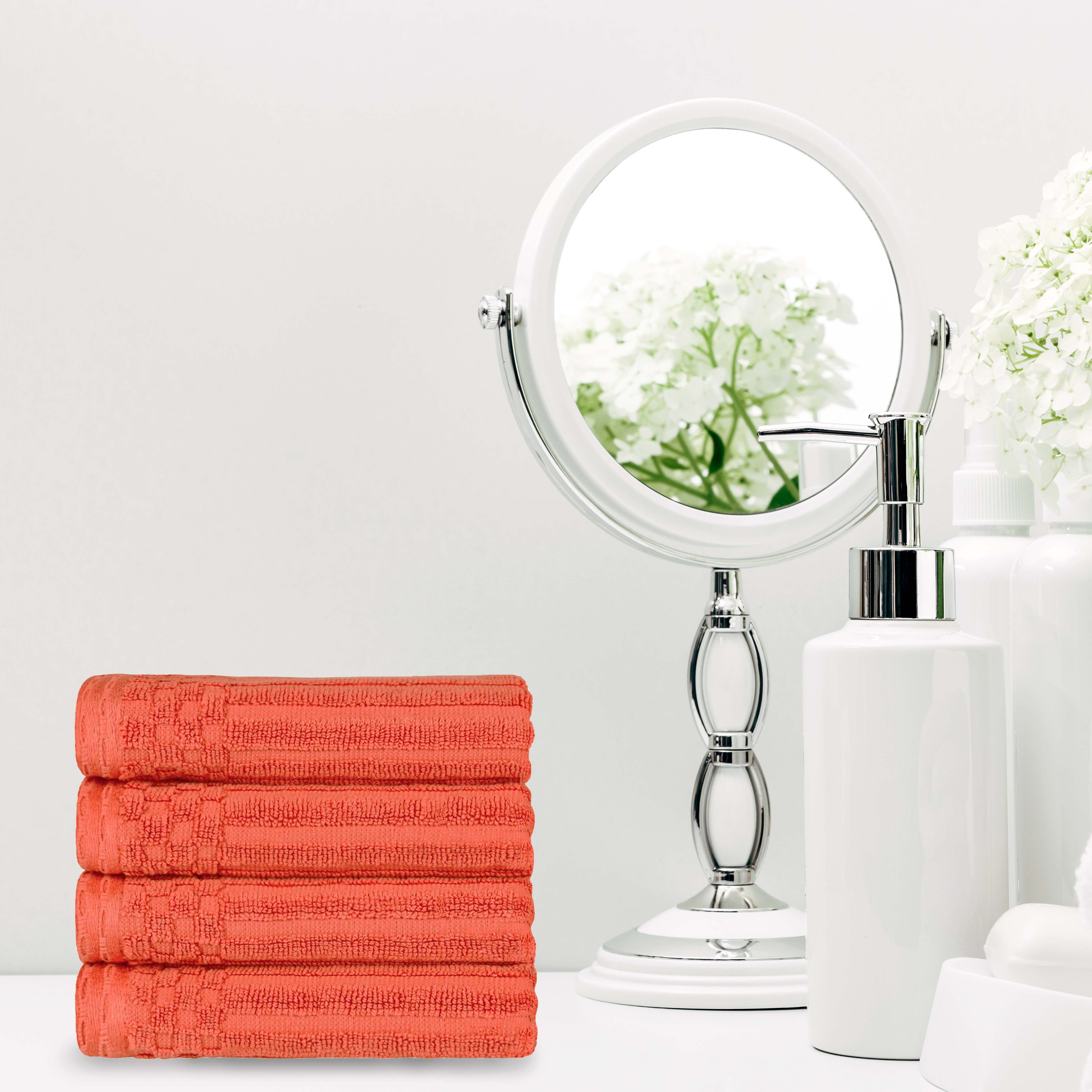 Premium Cotton Ribbed Textured Hand Towels - Ultra Absorbent 4-Piece Bath Towel Set for Kitchen, Bathroom & Gym - Soft Quick-Drying Guest Towels