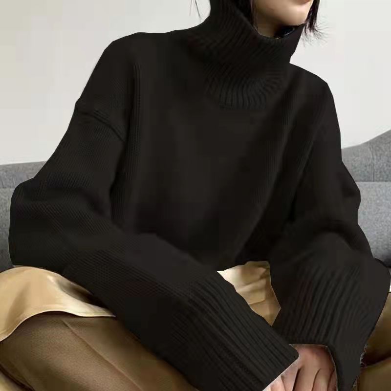 Women's Autumn Turtleneck Loose Knit Sweater - Cozy Oversized Pullover for Casual Wear | Perfect for Fall Outfits, Work from Home & Weekend Relaxation