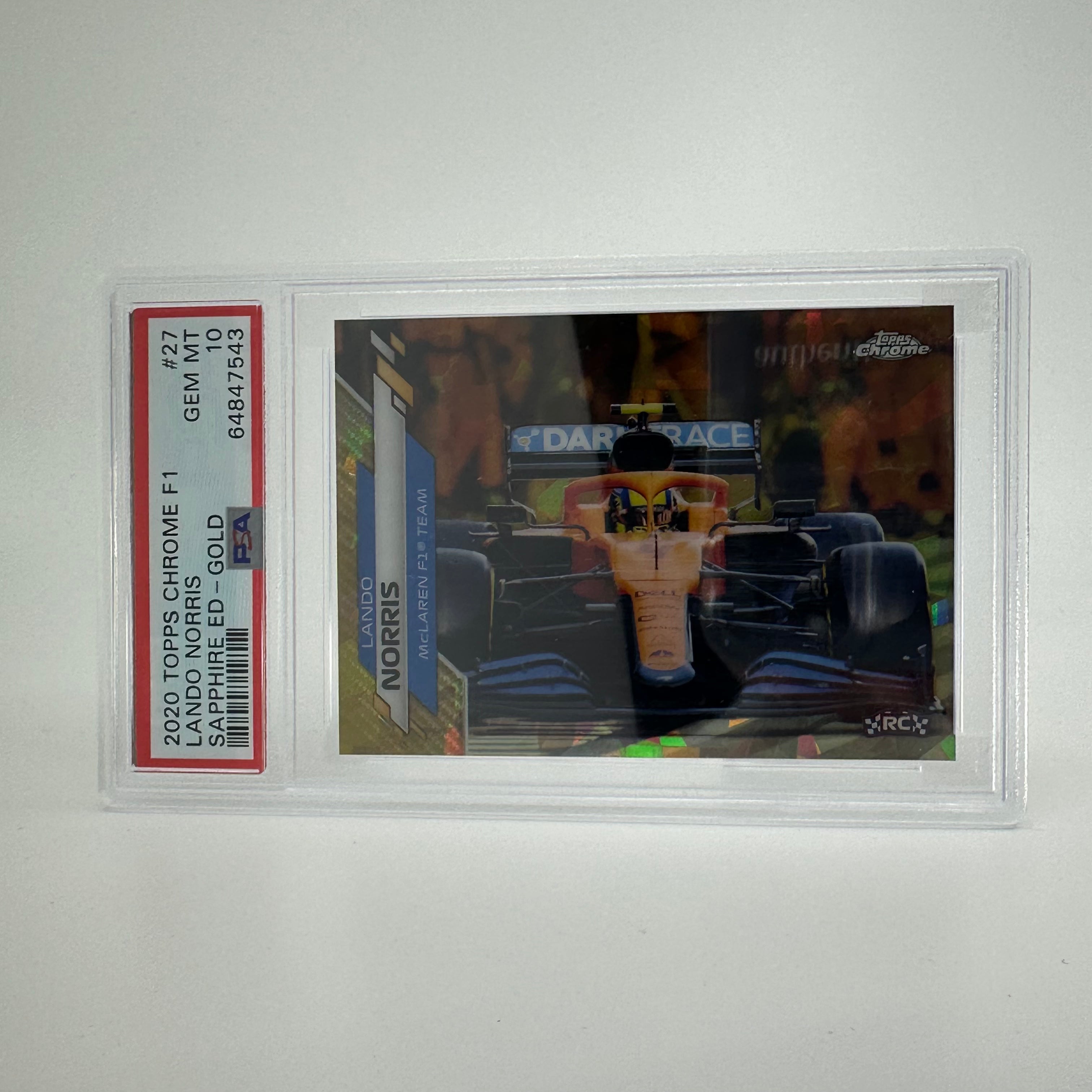 2020 Topps Chrome F1 Lando Norris #27 PSA 10 Sapphire Gold Rookie Card 26/50 - Perfect for F1 Collectors, Racing Fans, and Sports Memorabilia Enthusiasts