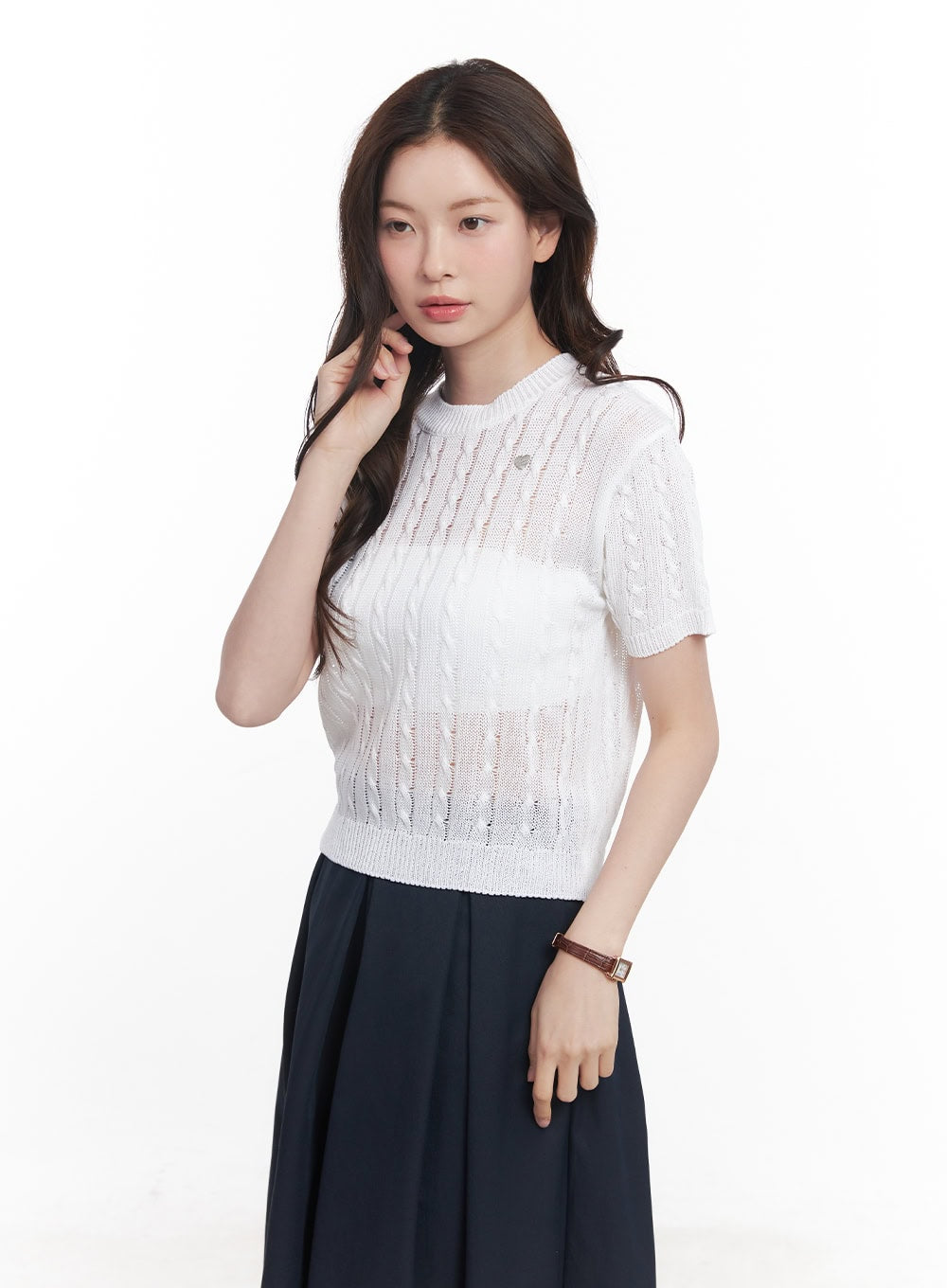 Cozy Cable Knit Short Sleeve Sweater for Women - Soft Cotton Blend Pullover Top - Perfect for Spring & Summer Outfits, Casual Wear, and Office Attire
