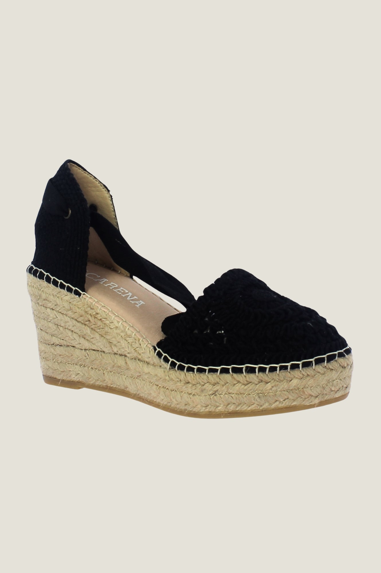 MACARENA Crochet Wedge Espadrilles - Women's Comfortable Summer Sandals | Black | Perfect for Beach, Vacation & Casual Outings