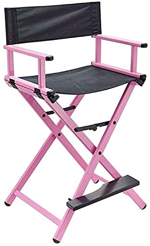 Livronic Folding Makeup Artist Chair - Portable Aluminum Director Chair with Headrest for Outdoor & Studio Use - Lightweight, Durable & Comfortable (Pink, Without Headrest) - Perfect for Salon, Photography, Makeup & Tattoo Studios