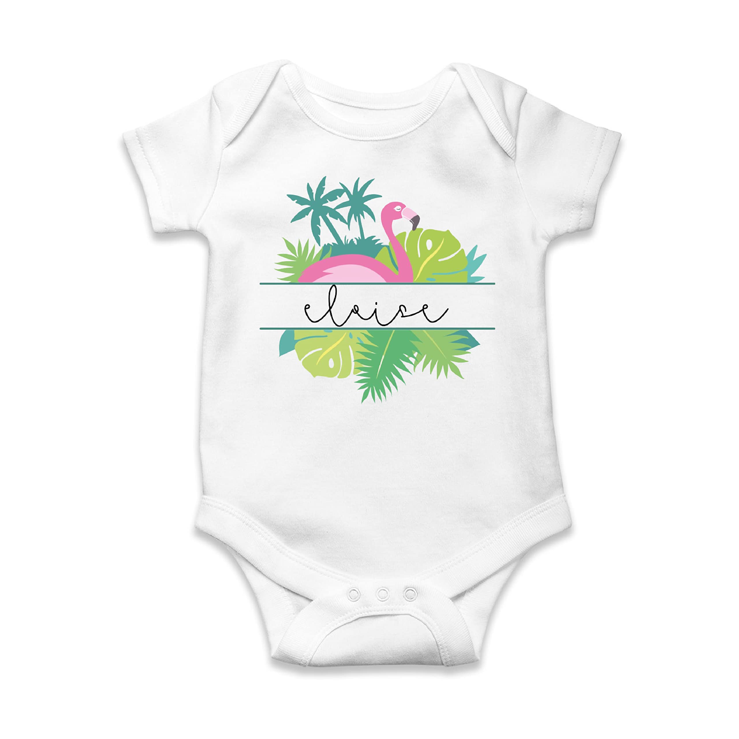 Personalized Flamingo Baby Onesie - Cute Summer Bodysuit Outfit for Infants & Toddlers - Perfect Gift for Birthday, Christmas & Summer Vacations - Great for Beach Trips, Pool Parties & Family Photos