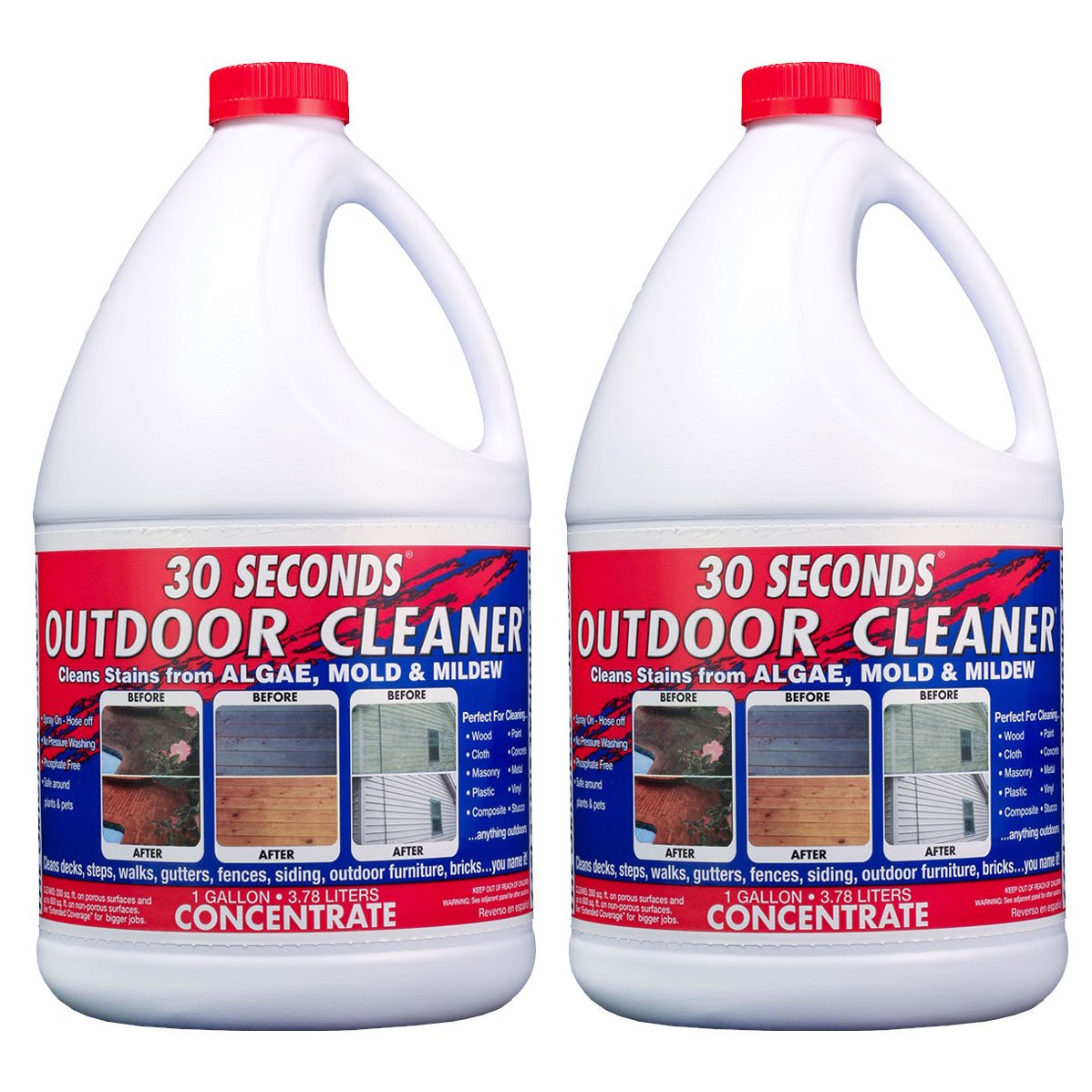 30 Seconds 75128 1 Gallon Outdoor Stain Cleaner Concentrate - 2 Pack | Removes Mold, Mildew & Algae | Perfect for Decks, Fences & Patios