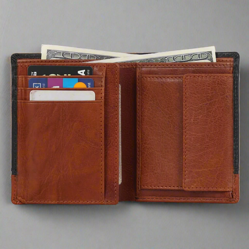 Premium MET Men's Upright Leather Wallet - Slim RFID Blocking Bifold Wallet for Cash & Cards - Perfect for Business, Travel & Everyday Use