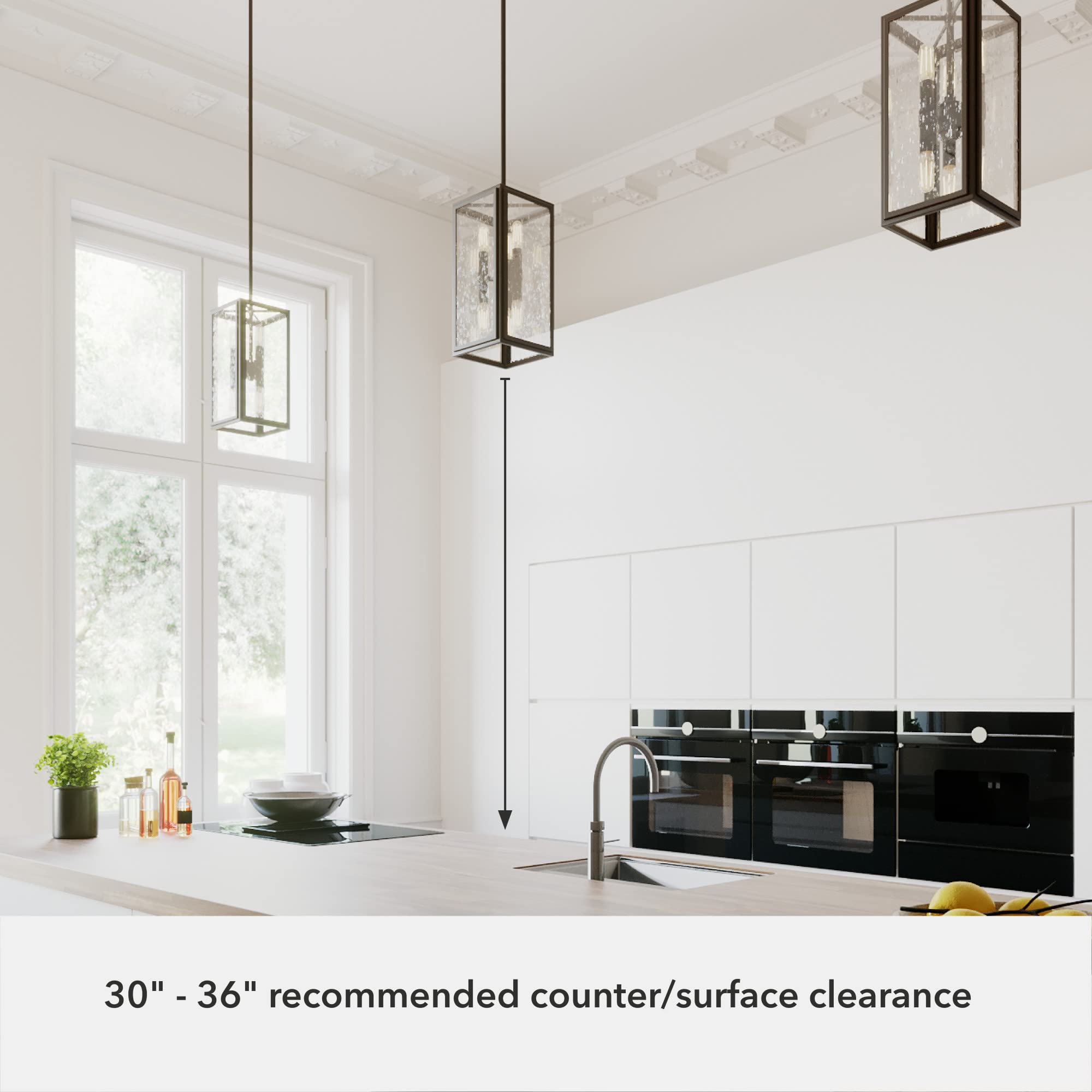 Hunter Fan Company 19975 Felippe Pendant Light - Modern Onyx Bengal Glass Shade with Brushed Nickel Finish | Perfect for Kitchen Island, Dining Room, and Entryway Lighting