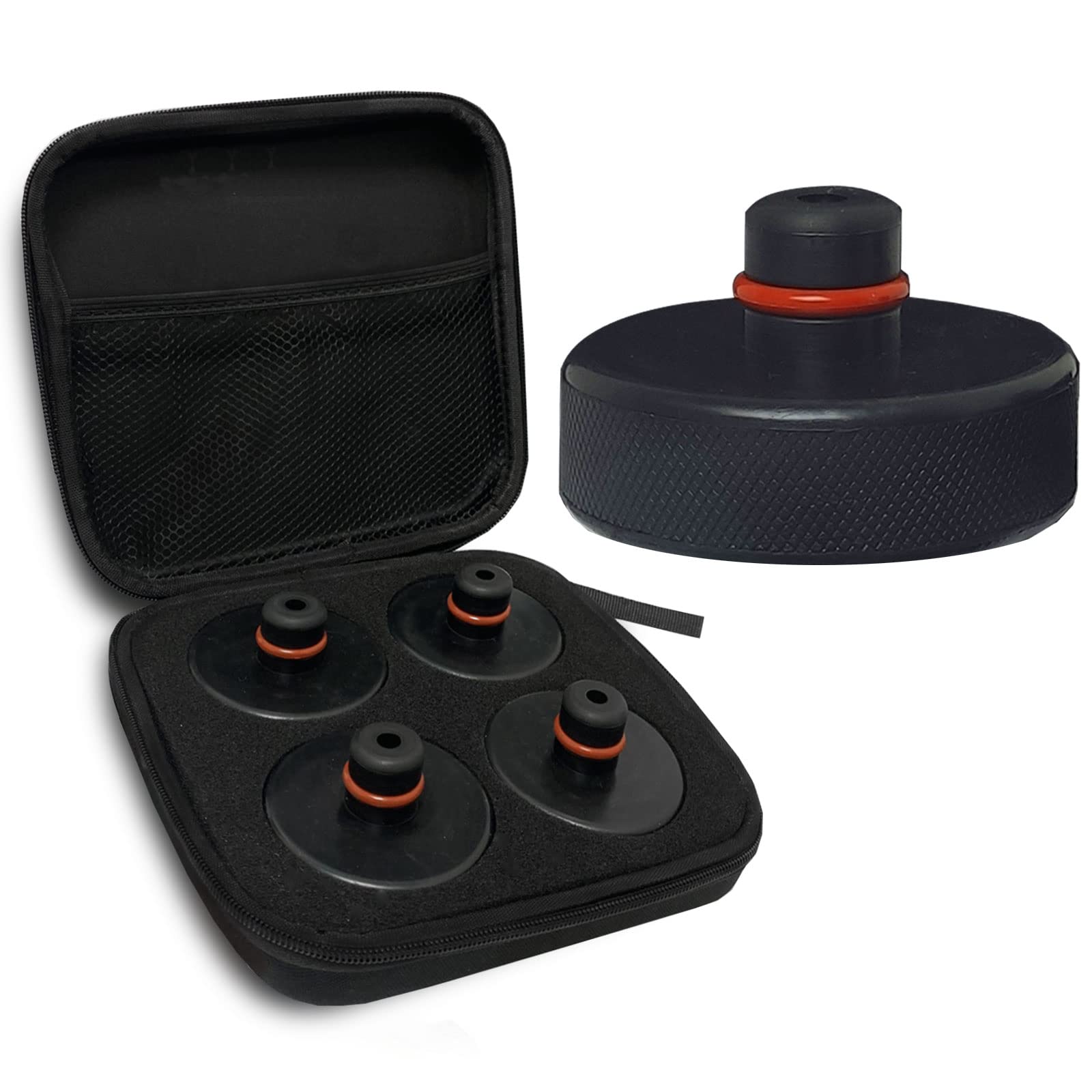 SYOAUTO 4-Pack Rubber Lifting Jack Pads for Tesla Model 3/Y/S/X - Heavy Duty Tesla Accessories for Safe Car Maintenance (2021-2024 Models) - Perfect for DIY Repairs, Tire Changes & Garage Lifts