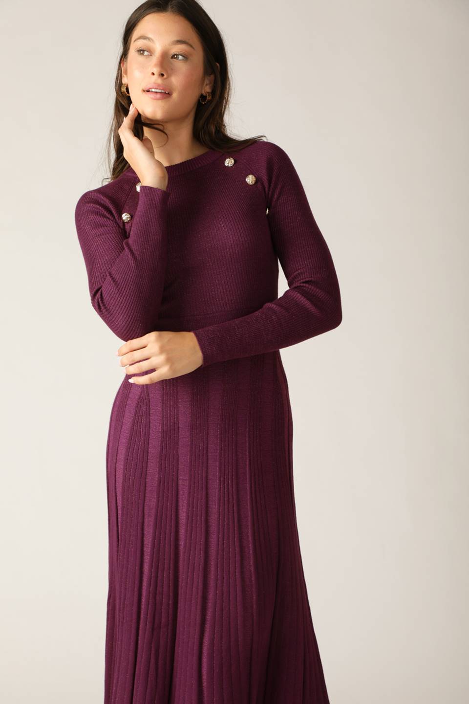 High Standards Women's Sweater Midi Dress - Soft Knit Long Sleeve Bodycon Outfit for Fall Winter Fashion, Office Wear & Casual Dates