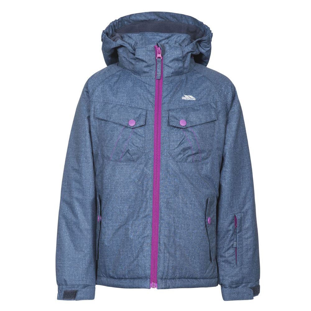 Trespass Backspin Girls Ski Jacket - Waterproof Winter Coat for Teen Girls, Dark Denim Blue - Perfect for Skiing, Snowboarding & Cold Weather Outdoor Activities