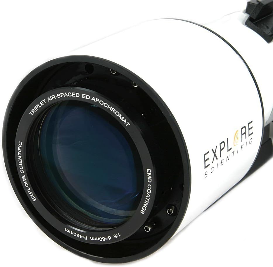 Explore Scientific ED80 Essential Series Air Spaced Triplet Refractor Telescope with 0.8x Focal Reducer - iEXOS 100 2 PMC Eight Equatorial Tracker System with WiFi & Bluetooth® - Perfect for Astrophotography, Stargazing, and Celestial Observation
