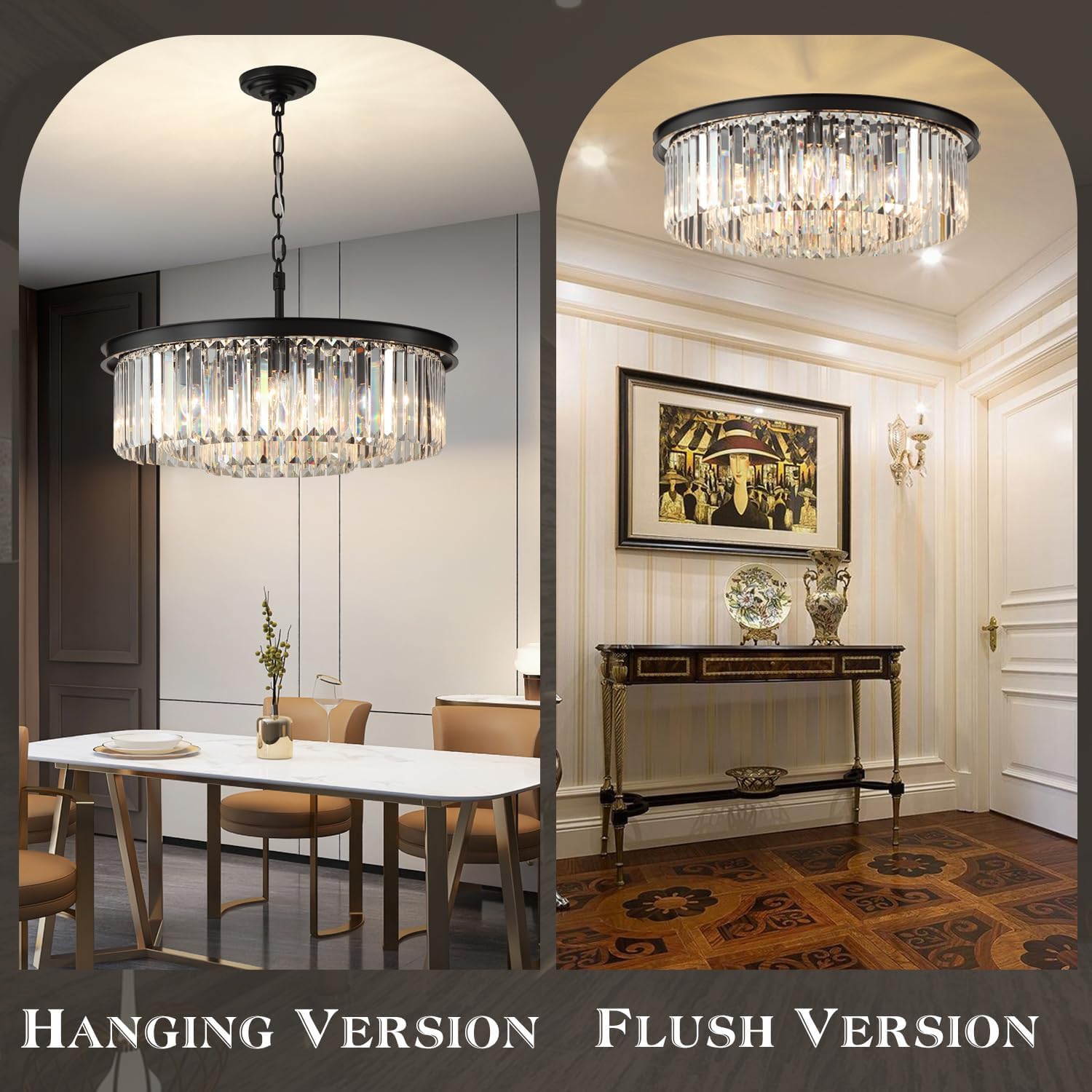 Modern Crystal Chandelier - 3-Tier 8-Light Dimmable Ceiling Light Fixture for Dining Room, Living Room & Bedroom | Elegant Lighting for Home Decor, Wedding & Special Events