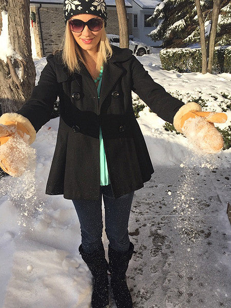 Women's Natural Sheepskin Mittens - Soft & Warm Winter Gloves for Cold Weather, Outdoor Activities & Snow Sports