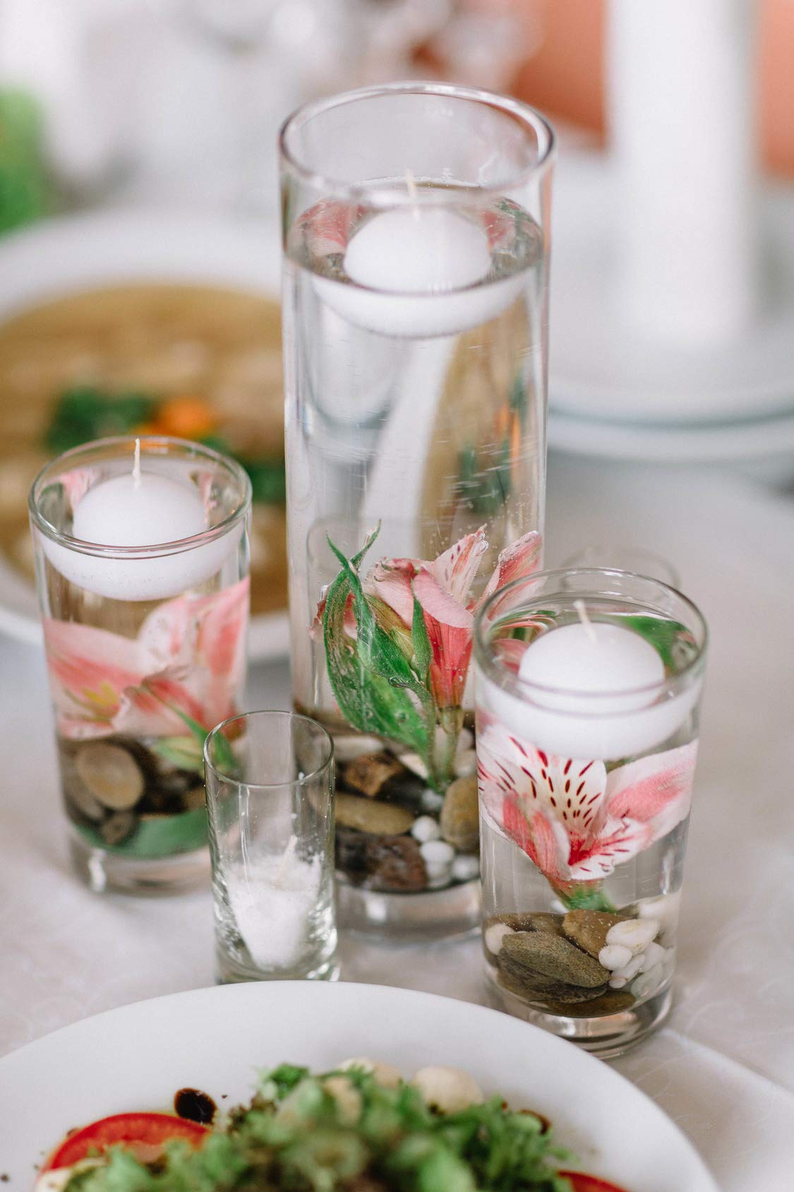 D'light Online Medium White Floating Candles 2 3/8 Inch - Bulk Pack of 96 for Weddings, Spa, Home Decor, Special Occasions & Holidays - Perfect for Centerpieces, Bathtubs, Pools & Romantic Ambiance