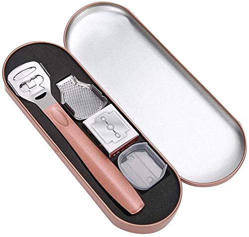 Premium Stainless Steel Corn & Callus Remover for Feet - Professional Pedicure Tool, Dead Skin Foot Scrubber, Exfoliator & Corn Shaver - Rose Gold - Perfect for At-Home Spa, Salon Pedicures & Foot Care Routine