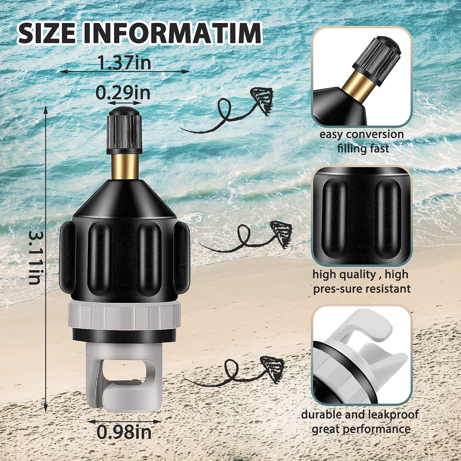 Universal Air Pump Converter Adapter - Schrader Valve to Inflatable Boat/SUP Pump - Compatible with Kayak, Canoe, Paddleboard Accessories (Black, 1-Pack) - Perfect for Water Sports, Camping & Outdoor Adventures