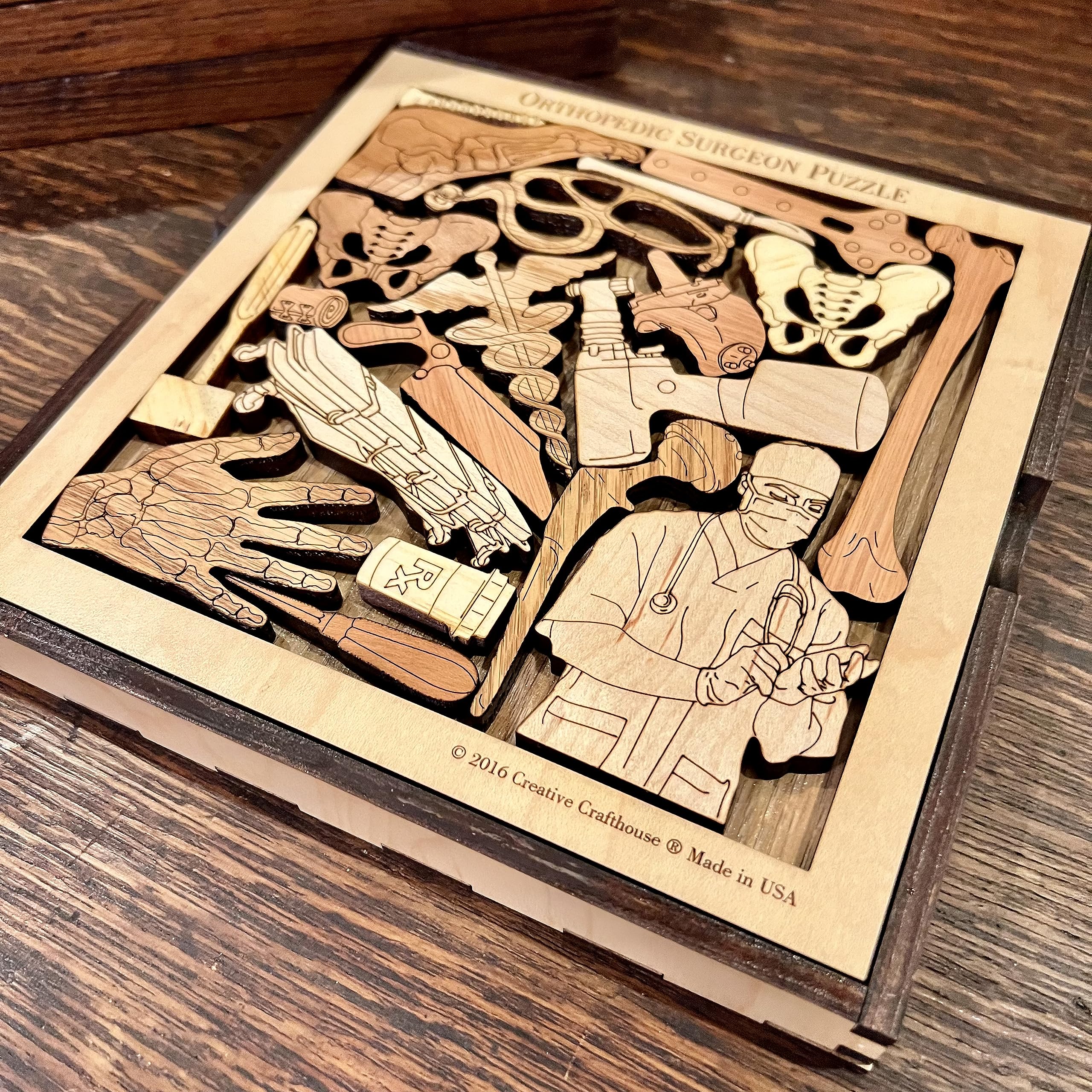 Orthopedic Surgeon Wooden Puzzle – Unique Handmade Brain Teaser Gift for Doctors & Medical Students – Perfect for Office Decor, Stress Relief & Medical Education