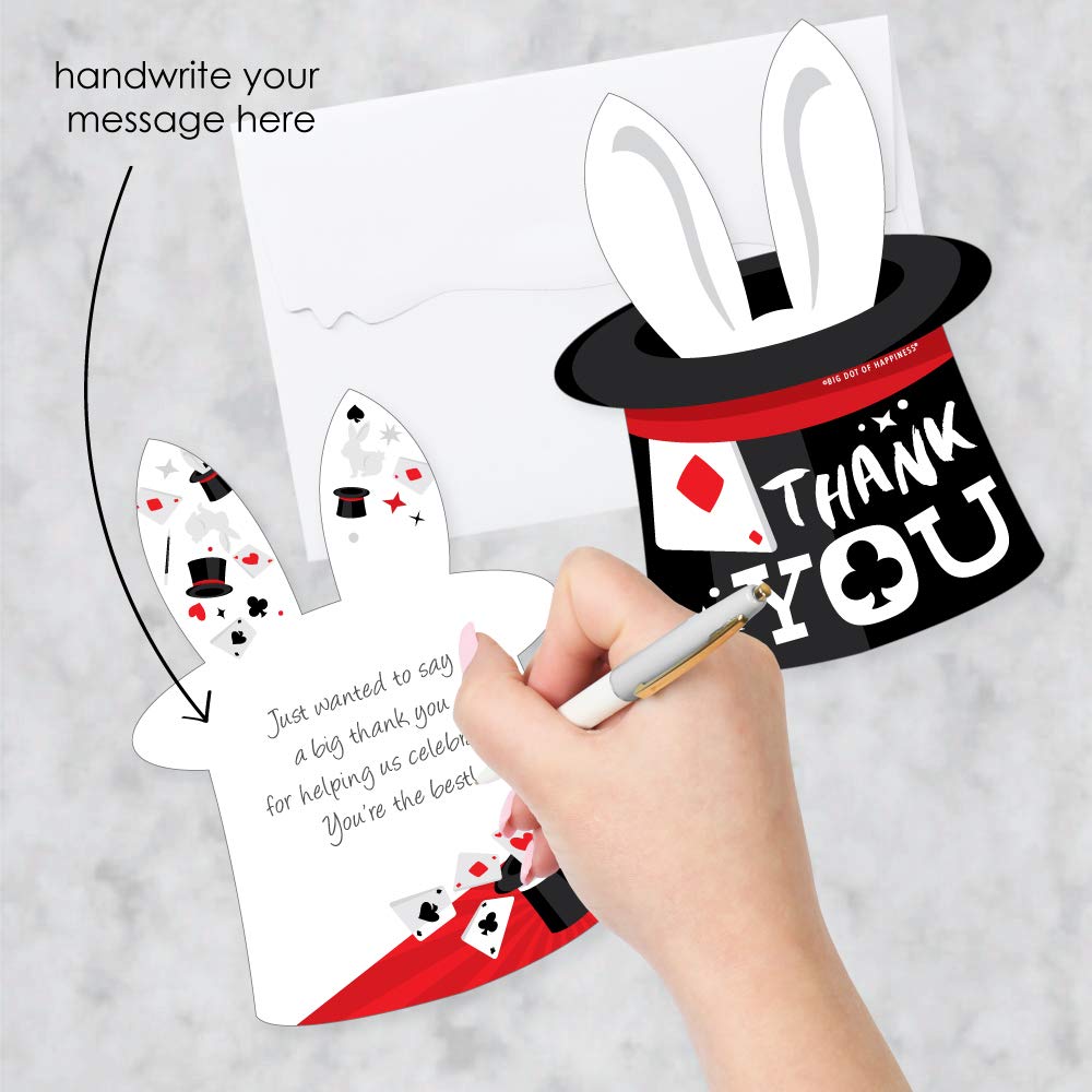 Big Dot of Happiness Ta-Da Magic Show Thank You Cards - 12-Pack Magical Birthday Party Thank You Notes with Envelopes - Perfect for Kids' Birthday Parties & Appreciation Gifts