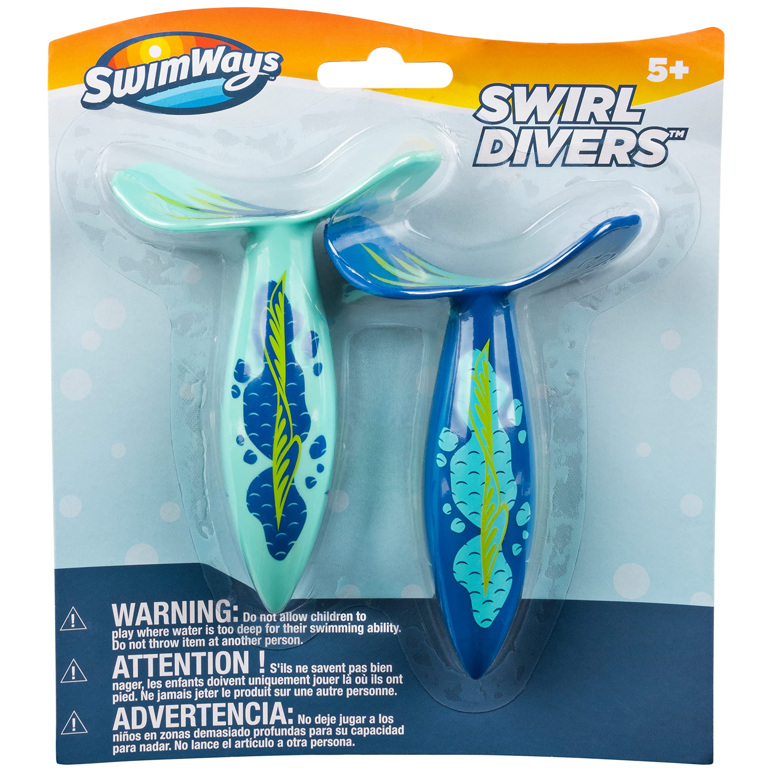 SwimWays Swirl Divers Kids Fish-Shaped Pool Diving Toys (2 Pack) - Fun Bath & Pool Party Supplies for Children Ages 5+ | Perfect for Summer Swimming, Backyard Pool Games & Birthday Party Favors