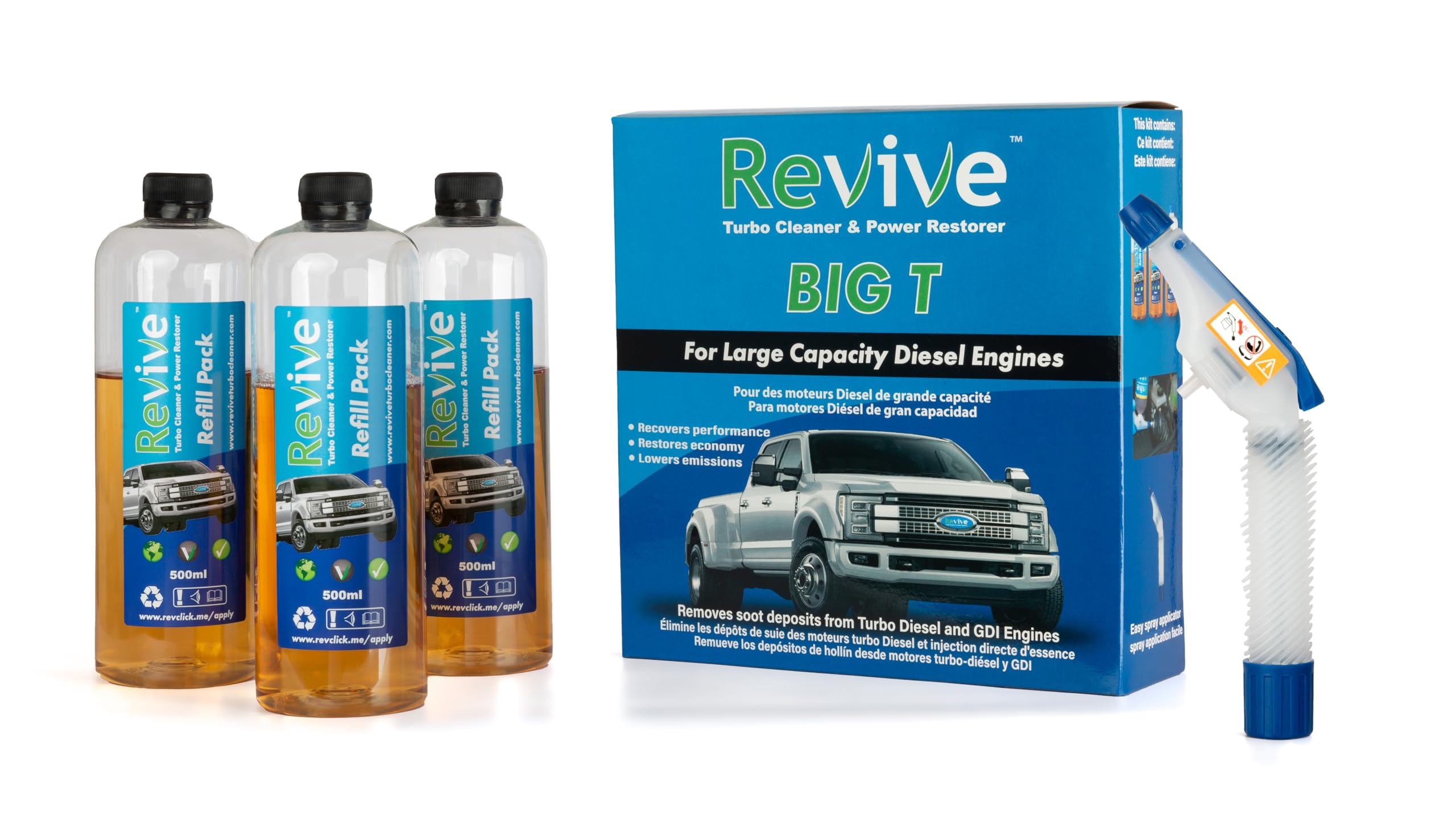 Revive Turbo Cleaner Big T Kit - Professional Engine Cleaner for Diesel & Gas Engines Over 5.0L | Restores Performance & Fuel Efficiency | Ideal for Trucks, SUVs and Heavy-Duty Vehicles