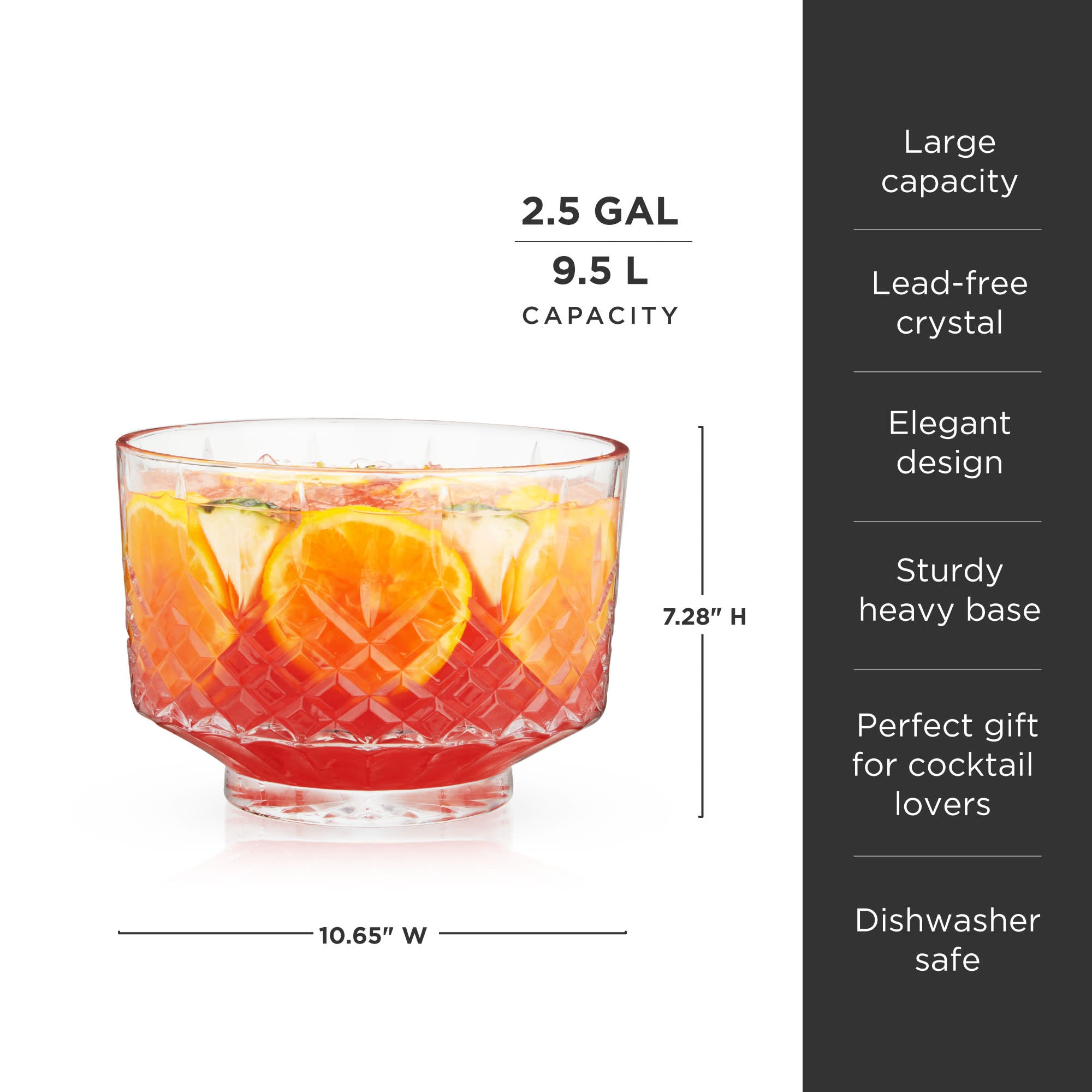 Admiral Crystal Punch Bowl Set - Elegant Glass Serving Bowl for Parties, Weddings & Special Events - Perfect for Cocktails, Mocktails & Beverages