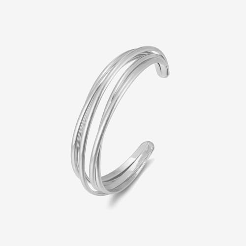 Wire Hollow Matte Silver Bracelet