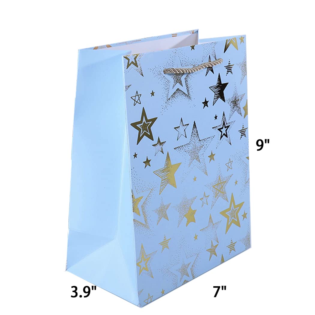 YOYIKER 12 Pack Gray Paper Party Favor Bags with Handles - Bulk Gift Bags for Weddings, Baby Showers, Birthdays, Anniversaries & Party Supplies | Perfect for Party Favors, Gift Giving & Shopping Bags