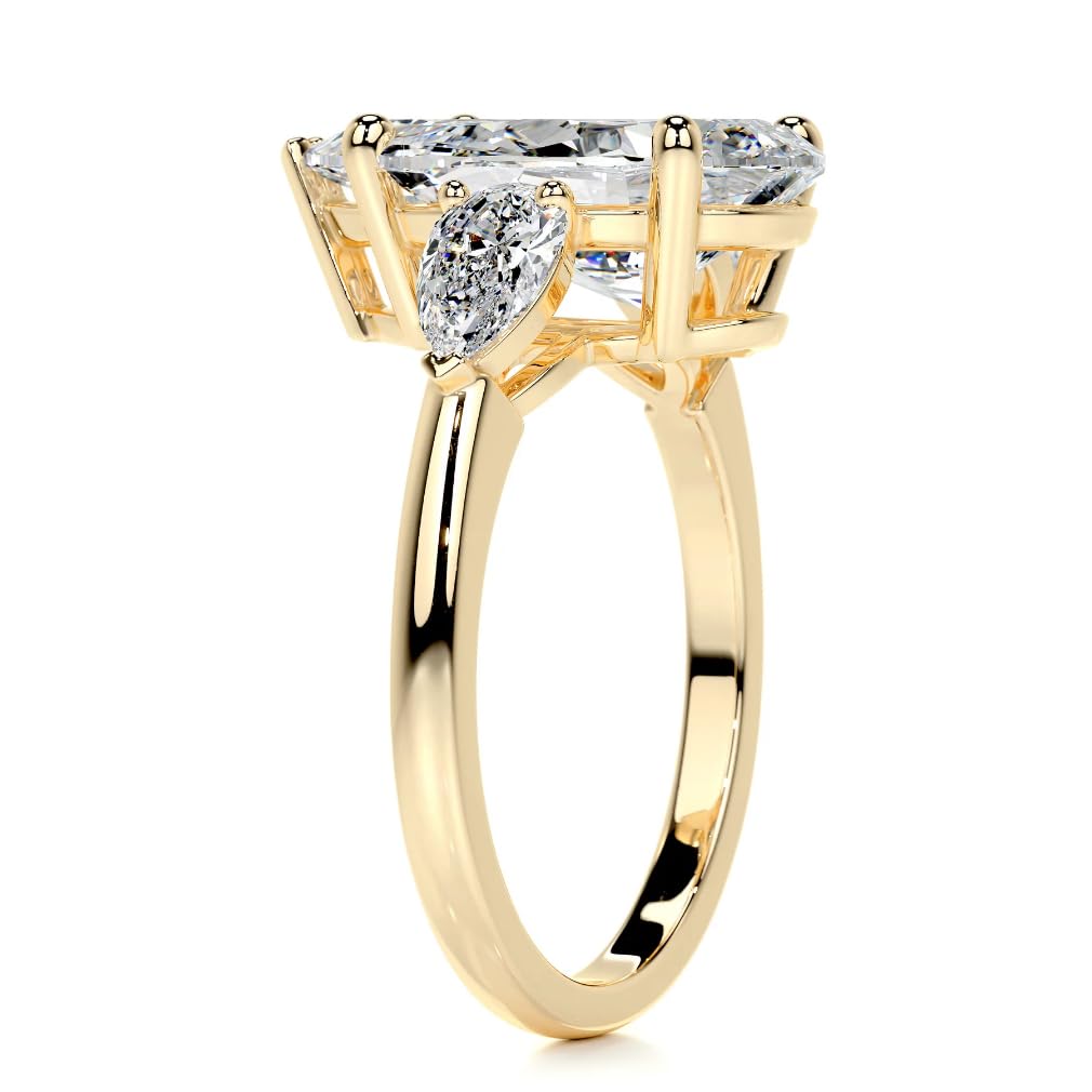 4 CT Pear Moissanite Three Stone Wedding Ring for Women - Handmade Bridal Engagement Ring in Sterling Silver, 10K/14K/18K Solid Gold - Elegant Anniversary Promise Gift for Her - Perfect for Proposals, Weddings & Romantic Occasions