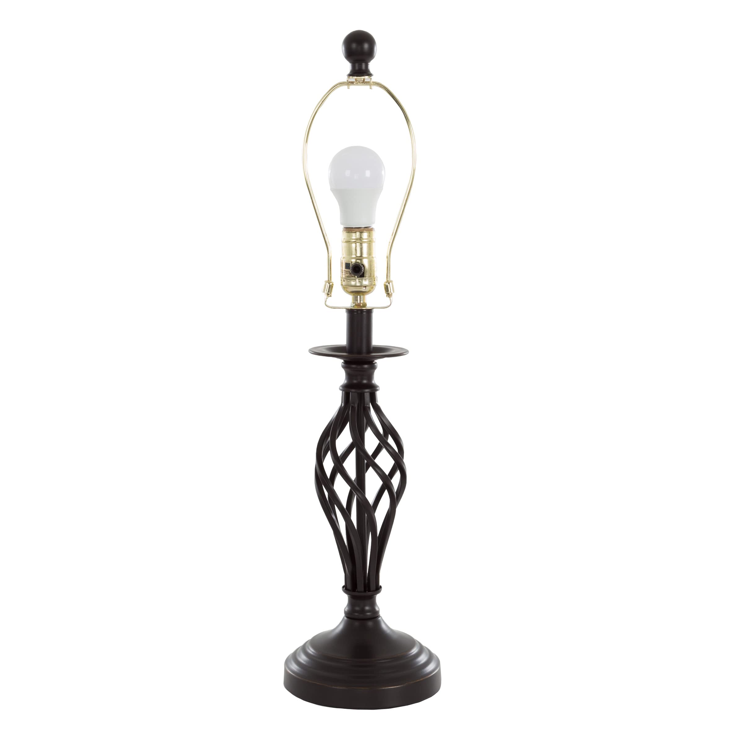 Modern Spiral Cage Table Lamps Set of 2 - Oil-Rubbed Bronze Farmhouse Style Bedside & Living Room Lighting with White Drum Shades by Lavish Home | Perfect for Nightstands, Home Office, and Cozy Reading Nooks