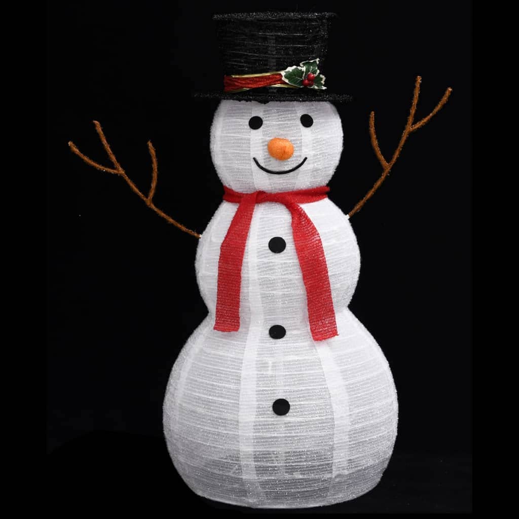 vidaXL 3ft LED Snowman Christmas Decoration with Red Scarf & Hat - 90 Warm White Lights, 8 Lighting Effects - Indoor/Outdoor Holiday Decor for Yard, Porch, Garden, and Living Room