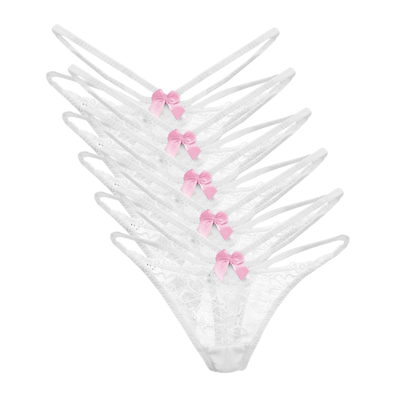 Sexy V-Back Criss Cross Mid Rise Lace Thong Panties for Women - Seamless See-Through Underwear for Date Night & Special Occasions