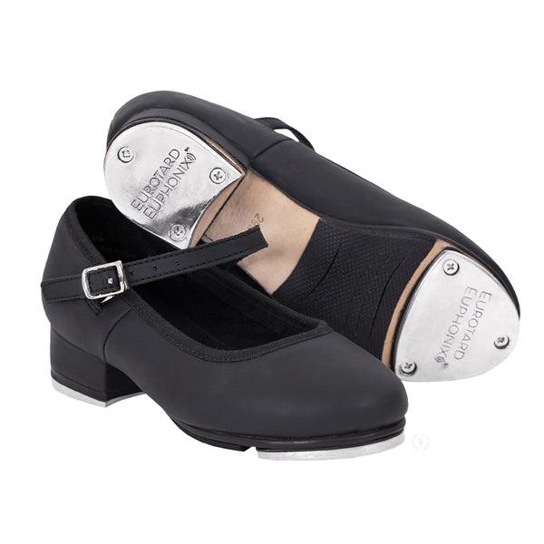 Eurotard Girls Flap Buckle Leather Tap Dance Shoes - Comfortable & Stylish for Performances, Practice, and Dance Classes