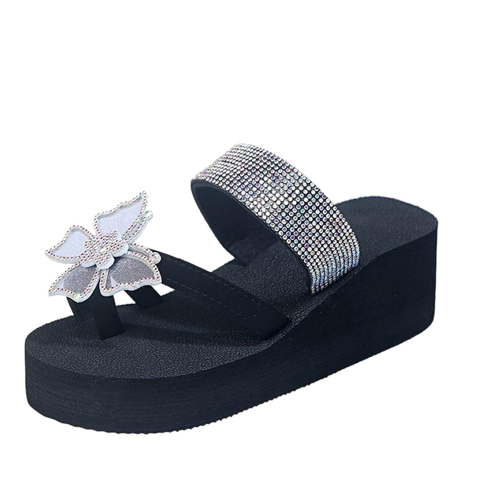 Women's Bohemian Pearl Flat Sandals - Casual Beach Shoes with Massage Bubbles for Women & Girls | Size 34 | Summer Wedge Slippers for Walking, Vacation & Outdoor Relaxation