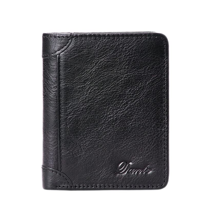 2022 Premium Genuine Leather Men's Slim Wallet with RFID Blocking - Anti-Theft Money Clip & Coin Pocket - Compact Passport Holder for Travel, Business & Everyday Use (Black)