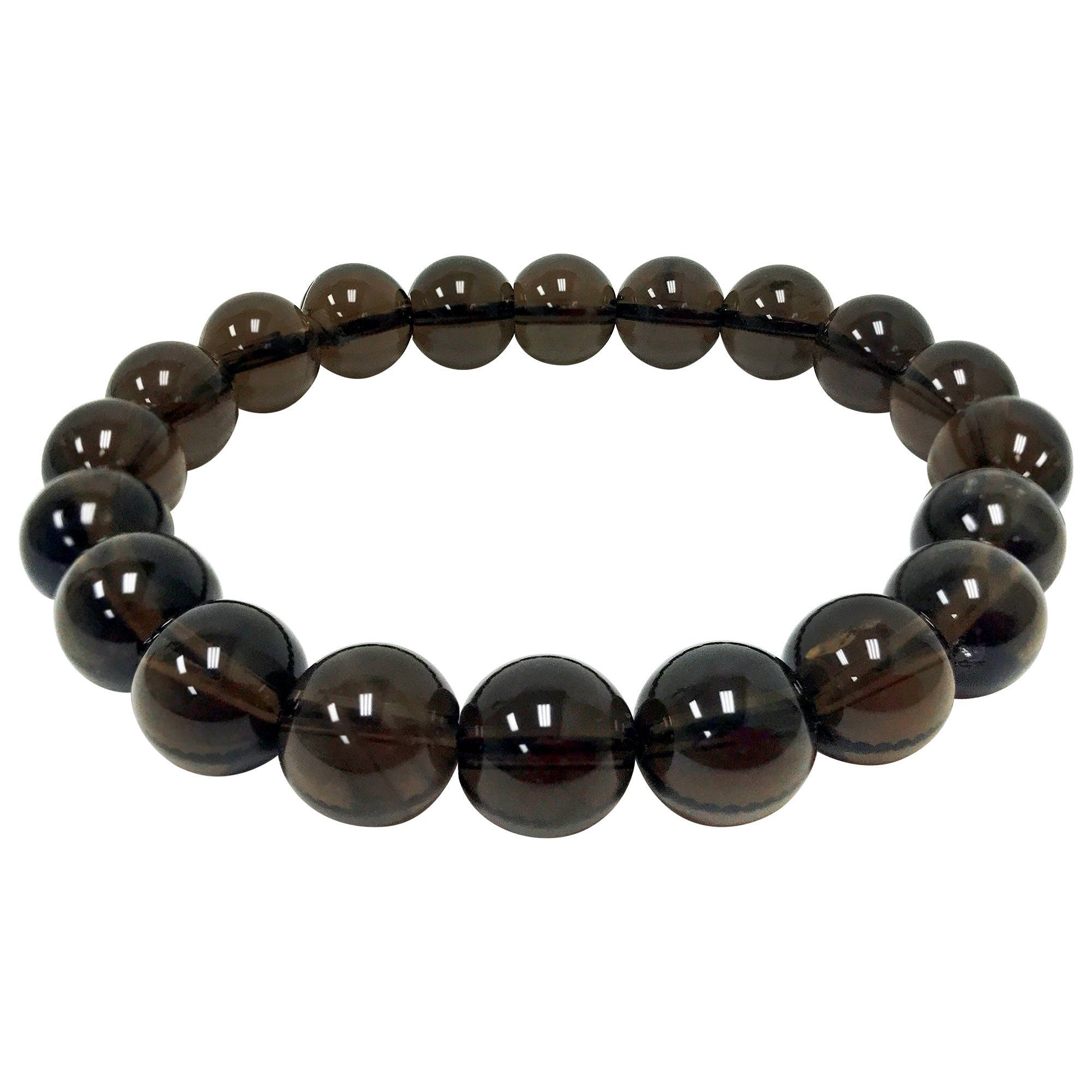 10mm Smoky Quartz Round Bead Stretch Bracelet - Handmade Unisex Adjustable Crystal Jewelry for Meditation, Yoga & Boho Fashion Accessories