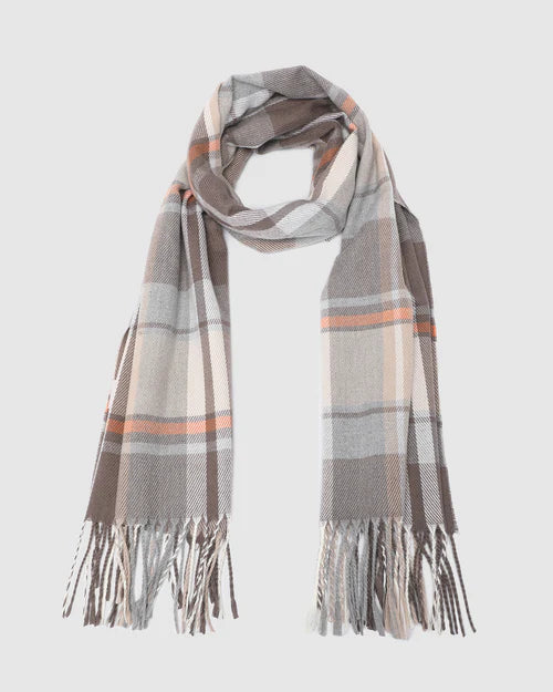 Luxury Balmoral Scarf in Taupe by Louenhide - Premium Cashmere Wrap for Women & Men - Perfect for Winter Fashion, Office Wear & Outdoor Activities