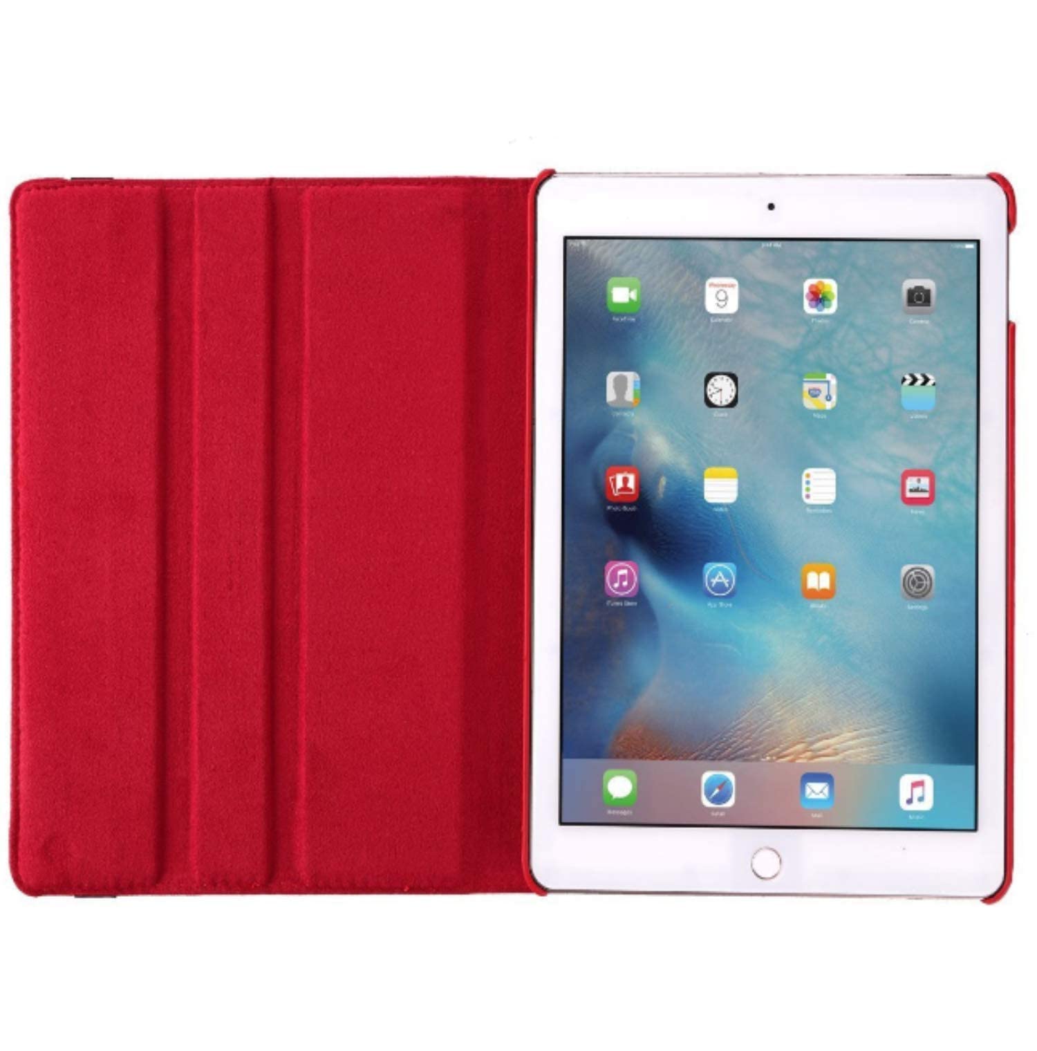 Premium 360° Rotating Stand Case for iPad Air 1st/2nd Gen & iPad 5th/6th Gen (A1474 A1475 A1476) - Auto Wake/Sleep Function - 9.7 Inch Protective Cover (Red) - Perfect for Work, Study & Entertainment