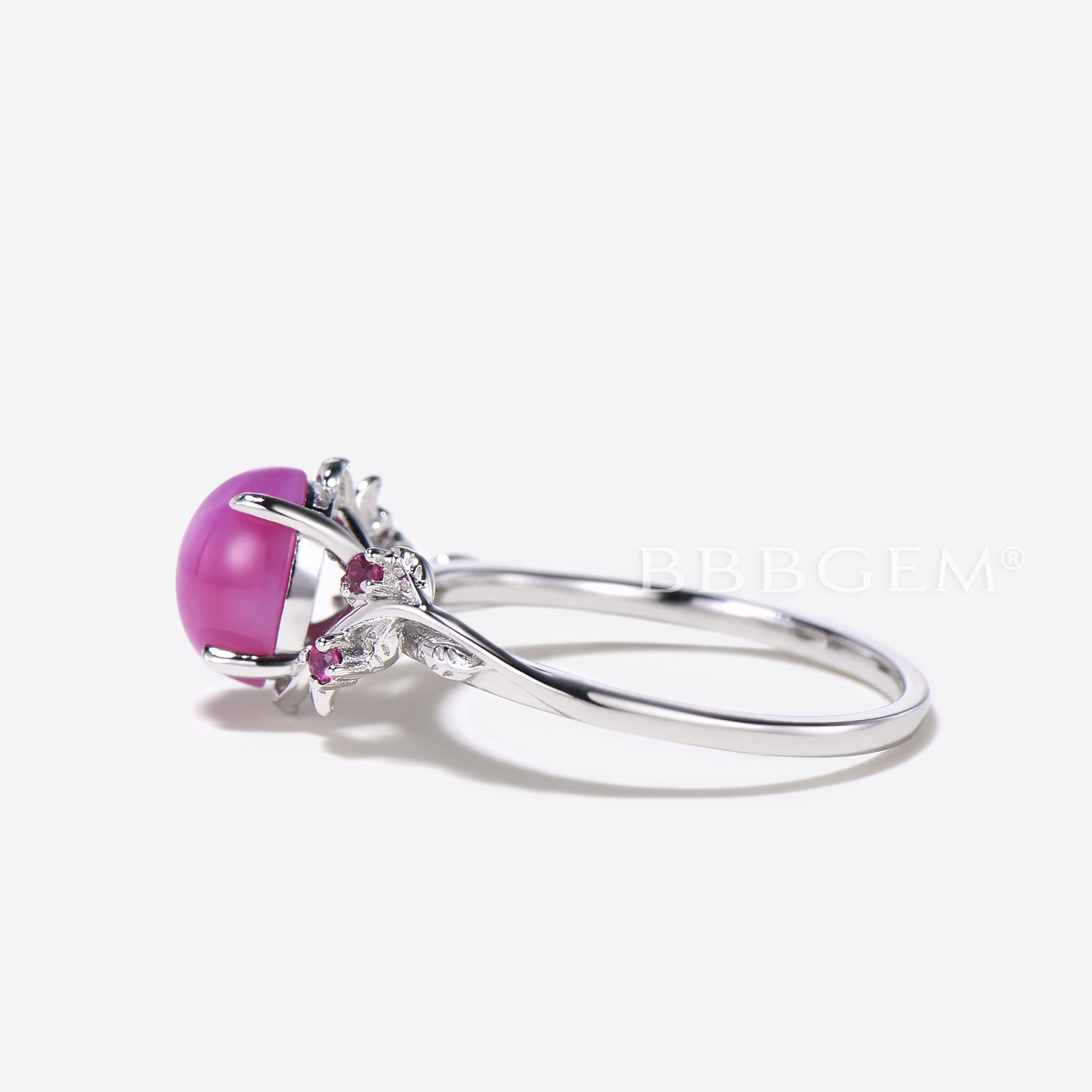 Oval Pink Star Sapphire Engagement Ring - Twig Leaf Design, Lindy Style for Women | Perfect for Weddings, Proposals & Anniversary Gifts