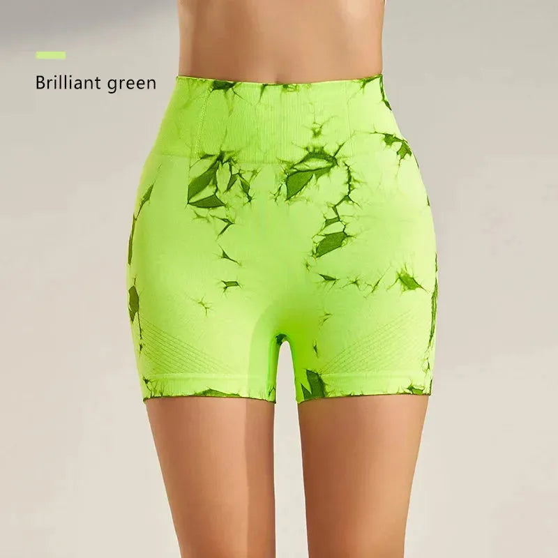 Tie Dye Seamless Yoga Shorts for Women - High Waisted Skinny Workout Shorts, Summer Athletic Shorts, Breathable Fitness Clothing & Cycling Pants - Perfect for Yoga, Gym, Running & Outdoor Sports