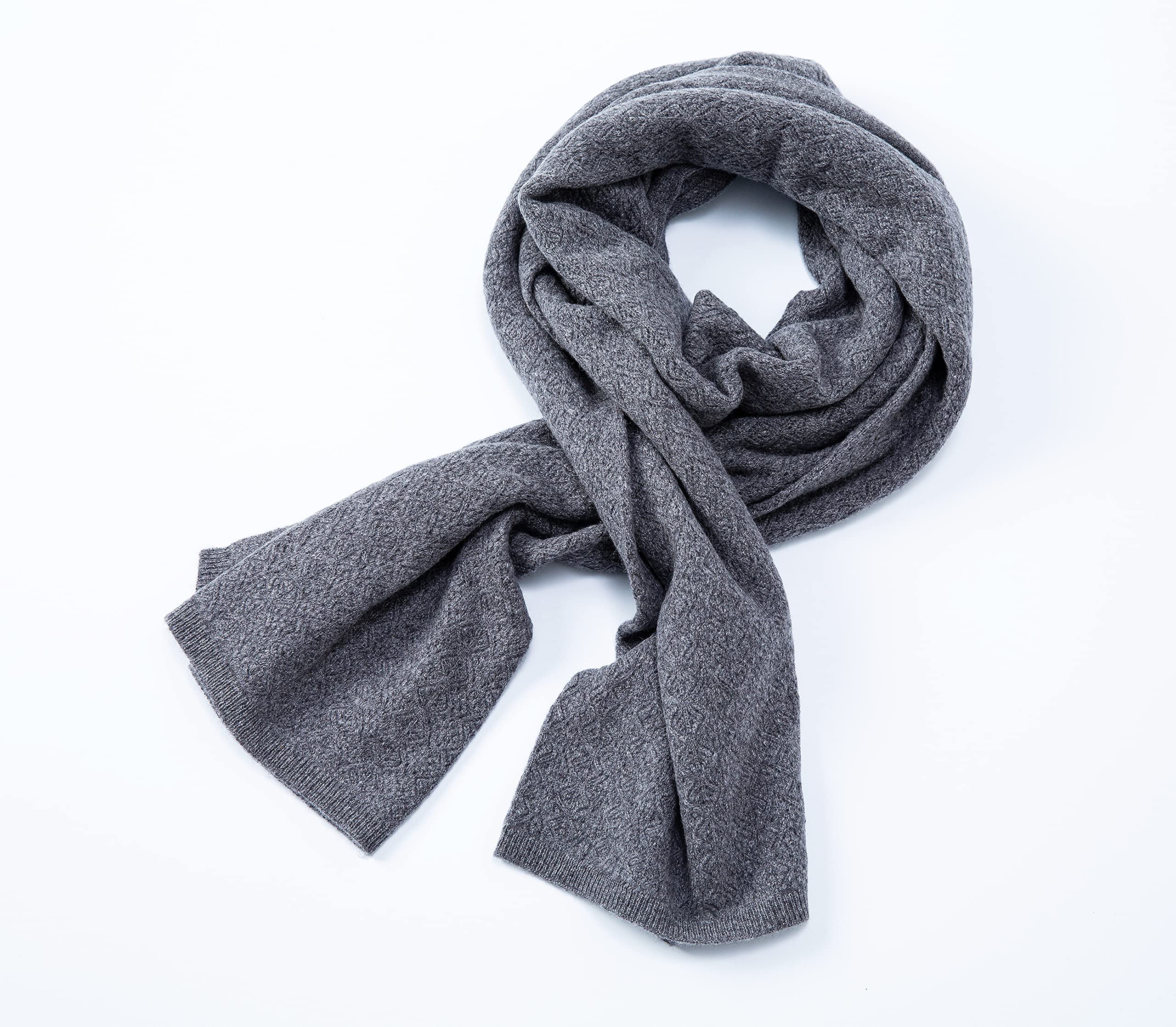 100% Pure Cashmere Scarf for Women & Men - Soft Warm Winter Knit Shawl Wrap (77x21 Inches, Dark Gray) - Lightweight Luxury Muffler for Office, Travel & Gift Giving