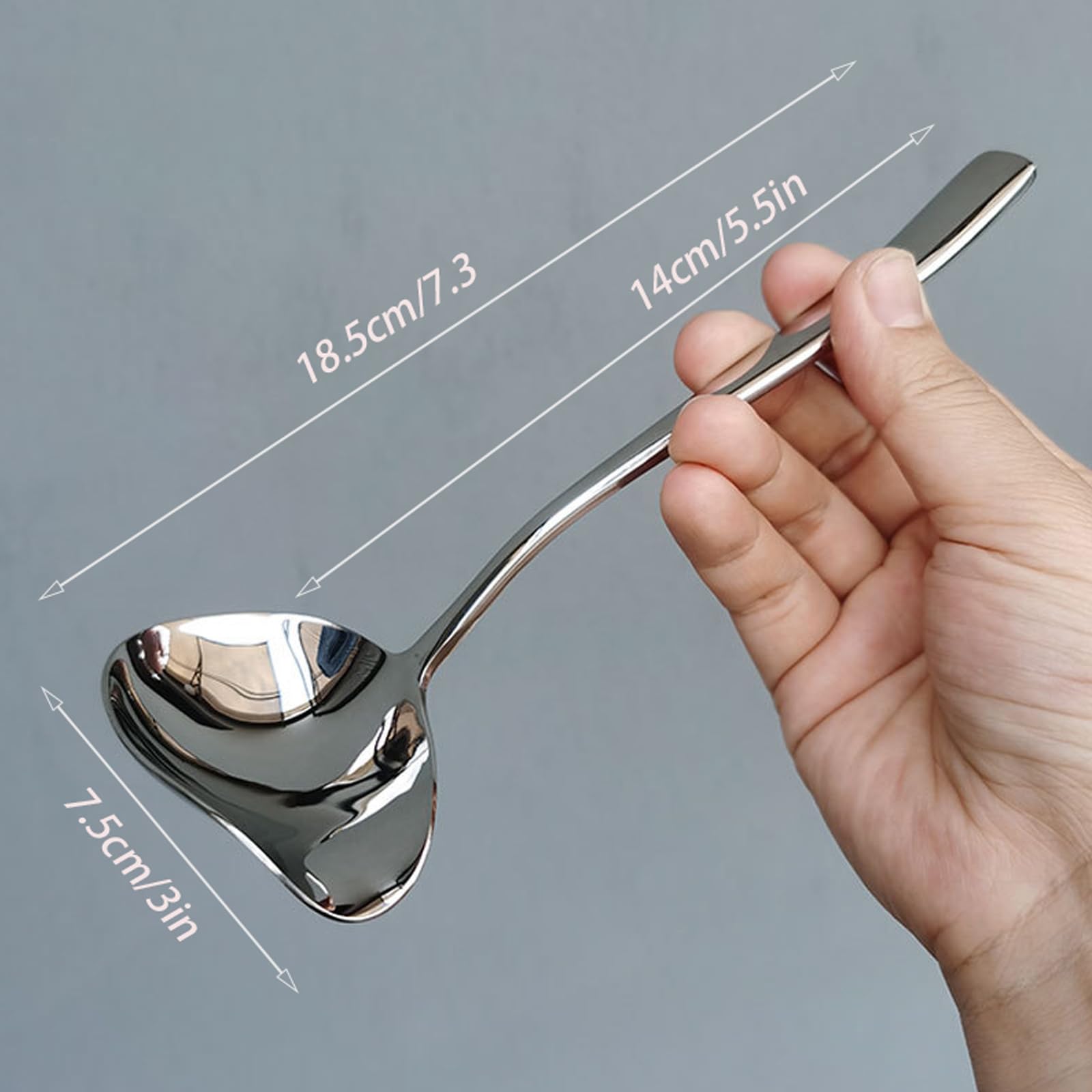 Stainless Steel Small Sauce Ladle with Pouring Spout - 7.4 Inch Gravy Ladle (2 Pack) - Dishwasher Safe - Perfect for Salad Dressing, Sauces, Soups & Kitchen Cooking