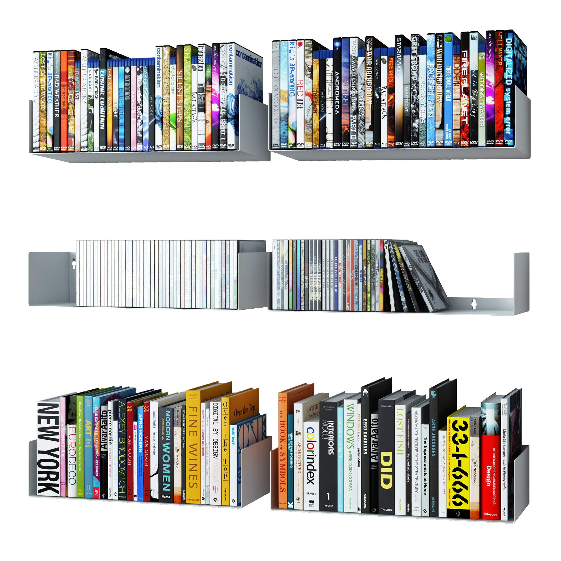 Wallniture Bali White U-Shaped Floating Shelves - Set of 6 for Wall Storage, Books, DVDs & Home Decor | Perfect for Living Room, Bedroom & Office Organization
