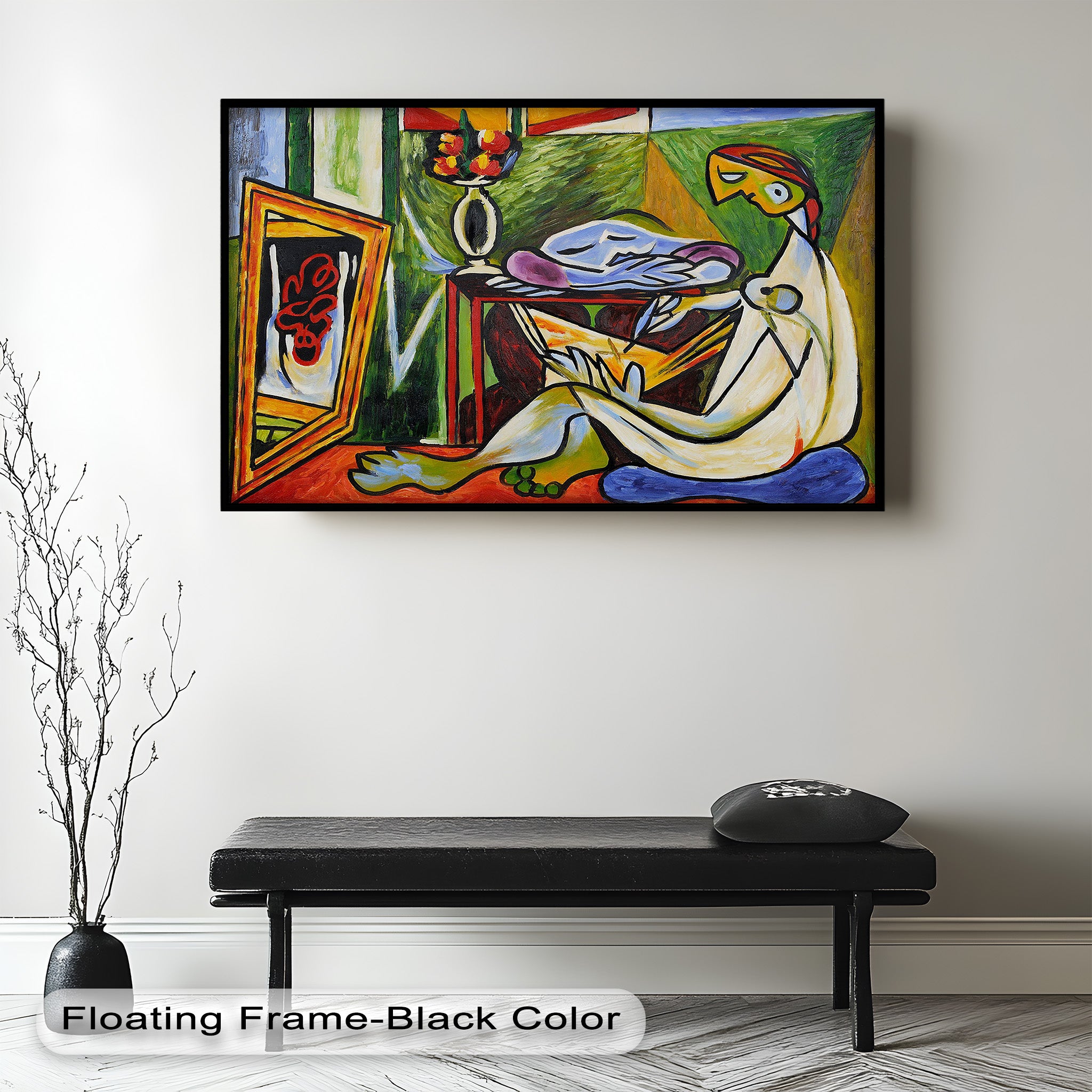 Abstract Interior Scene Picasso Style Oil Painting - Handmade Wall Art for Living Room, Bedroom & Office Decor