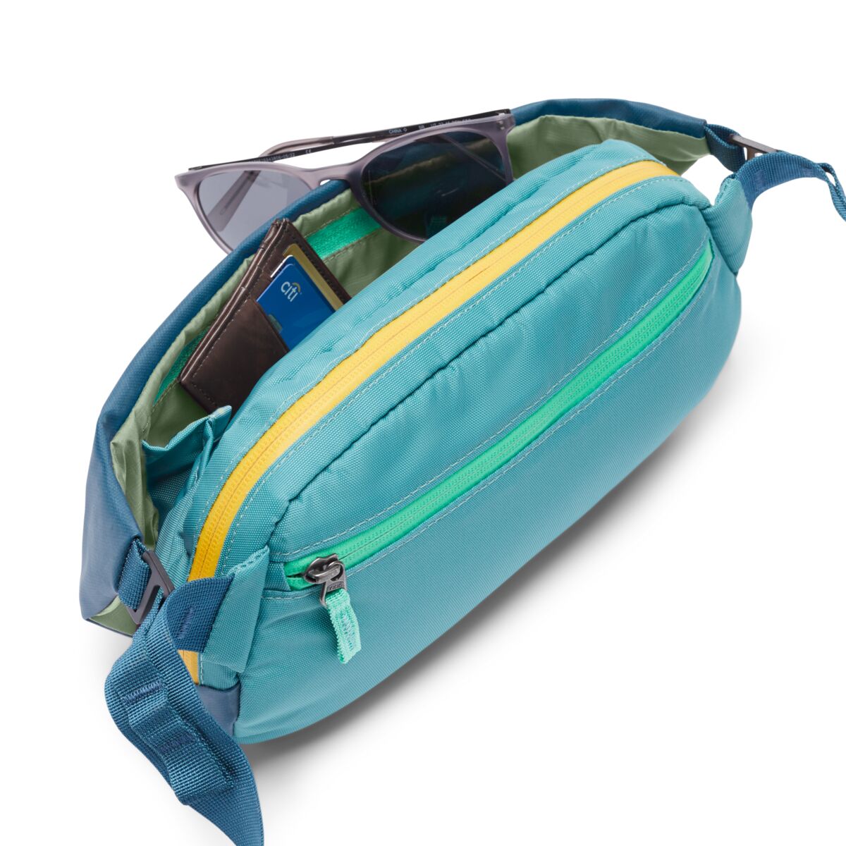 Cotopaxi Coso 2L Hip Pack - Water-Resistant Waist Bag for Everyday Use - Abyss/Coastal Color - Perfect for Hiking, Travel & Outdoor Adventures