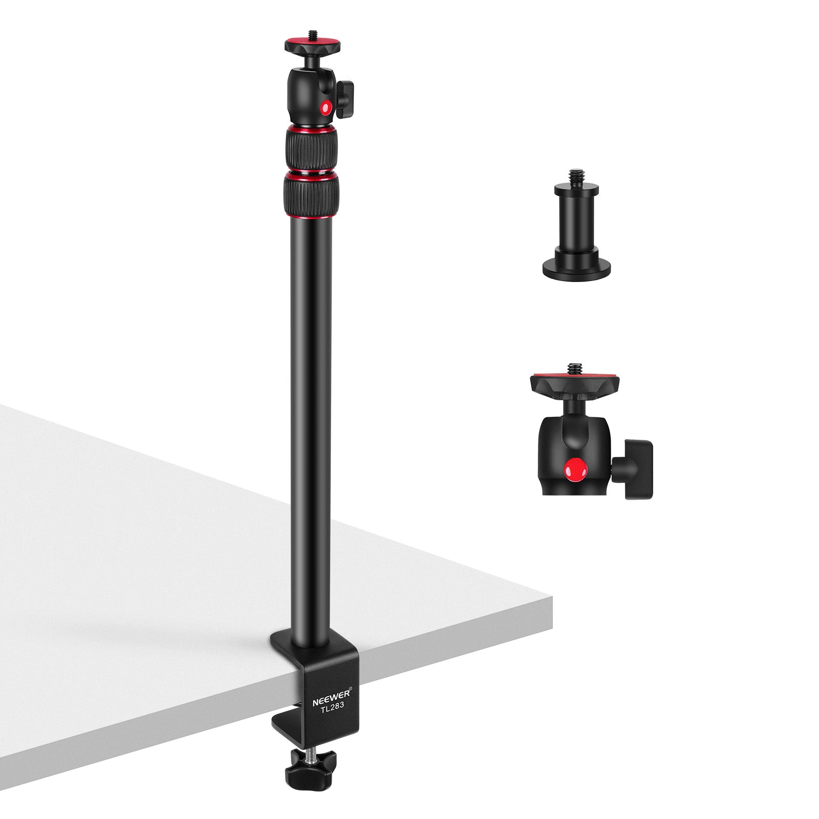NEEWER TL283 Extendable Camera Desk Mount with Ball Head - Adjustable Arm for DSLR, Webcam & Smartphone - Perfect for Streaming, Video Calls & Photography