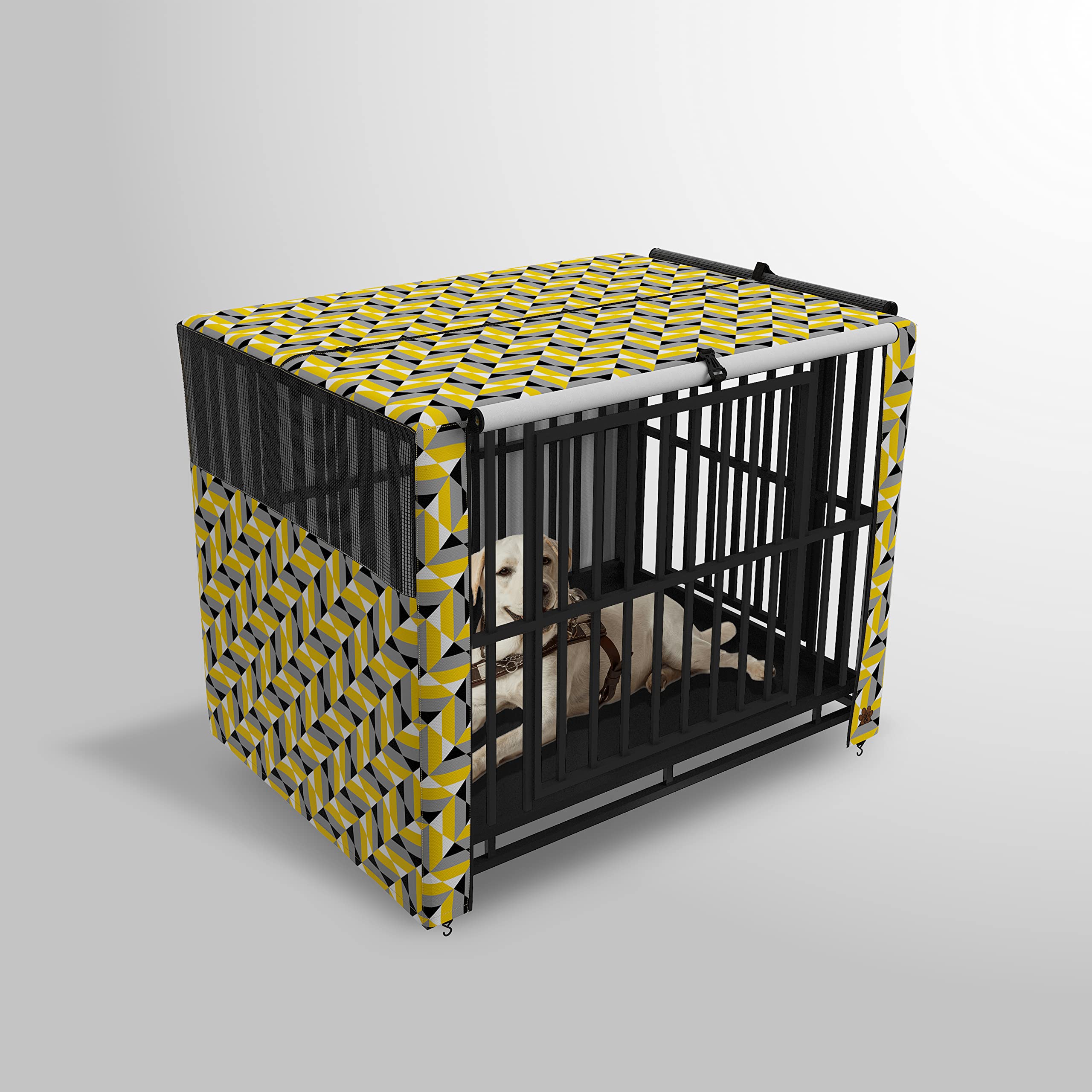 UV & Water Resistant Dog Crate Cover with Mesh Panel Window & 2 Side Openings - Includes Carry Bag for Travel & Home Use - Perfect for Pet Crates, Kennels, and Indoor/Outdoor Protection
