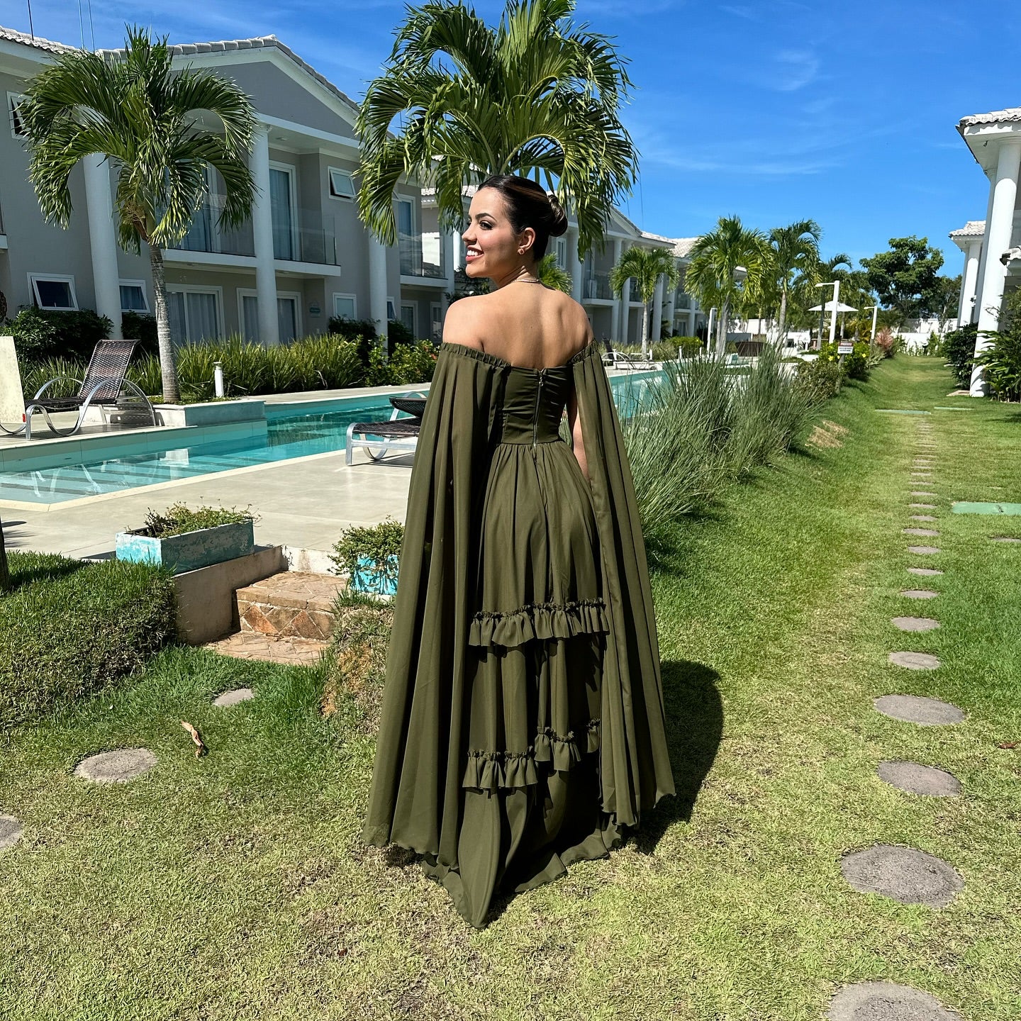 Elegant Dark Green A-Line Chiffon Formal Dress for Wedding Guest - Perfect for Evening Parties, Bridesmaid, and Special Occasions