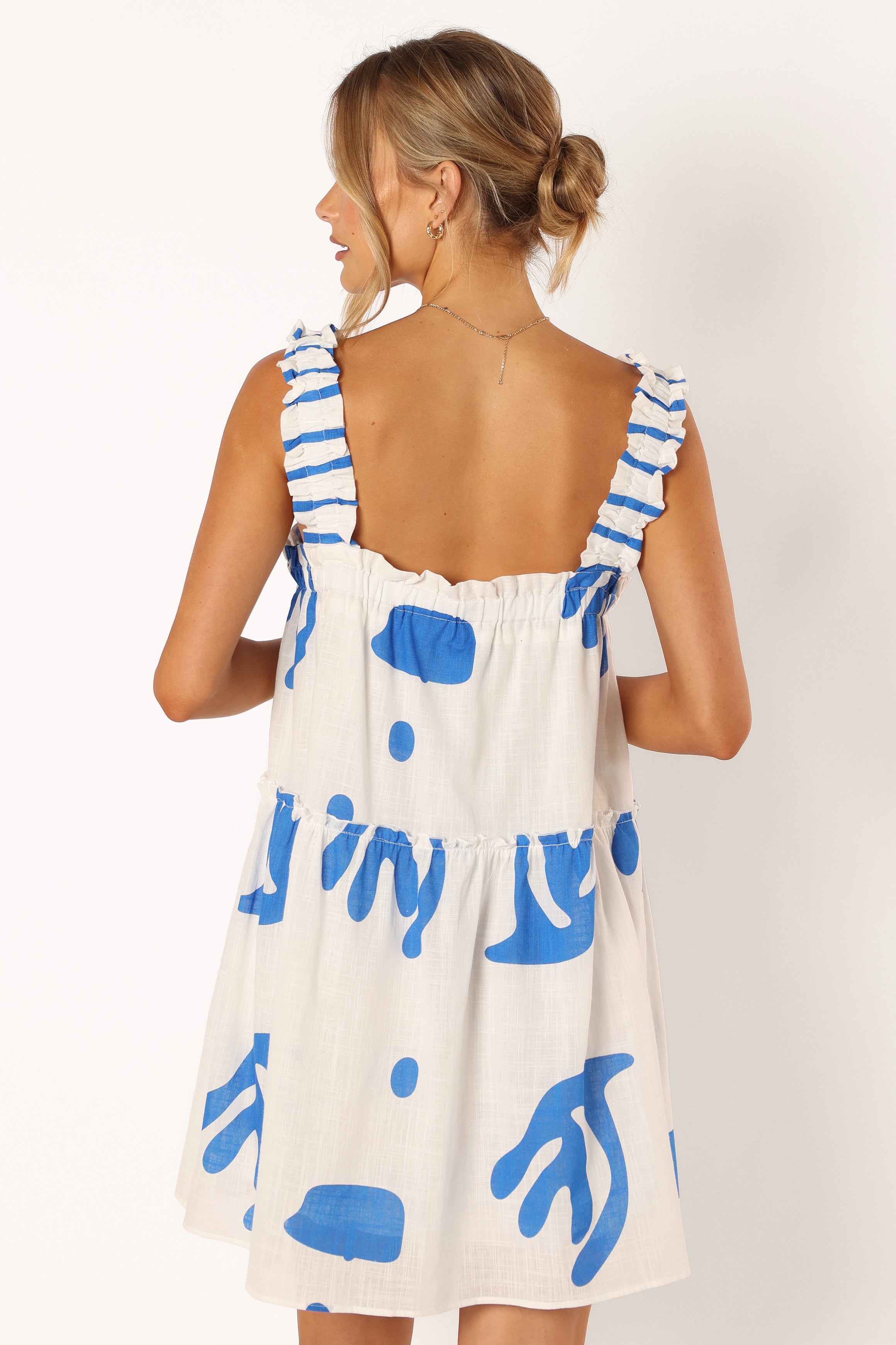 Elena Mini Dress - Floral Print Blue Summer Dress for Women | Casual & Party Wear | Perfect for Beach, Vacation, and Date Nights
