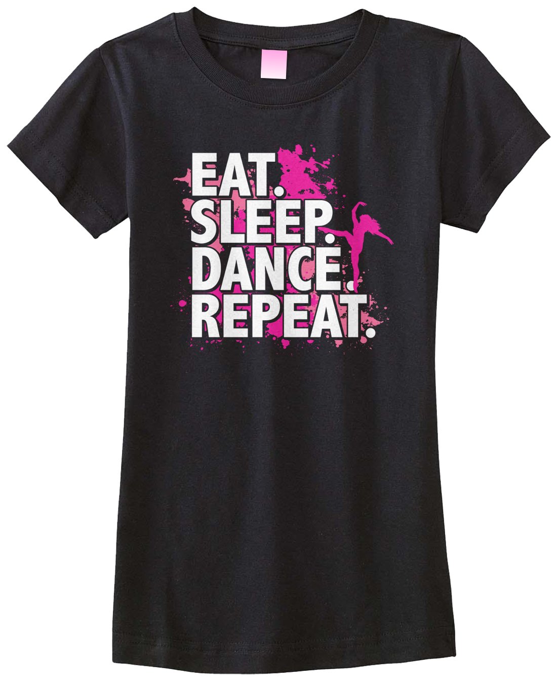 Threadrock Big Girls' Eat Sleep Dance Repeat Fitted T-Shirt - Comfortable & Stylish Graphic Tee for Teens & Tweens - Perfect for Dance Class, Sleepovers & Everyday Wear