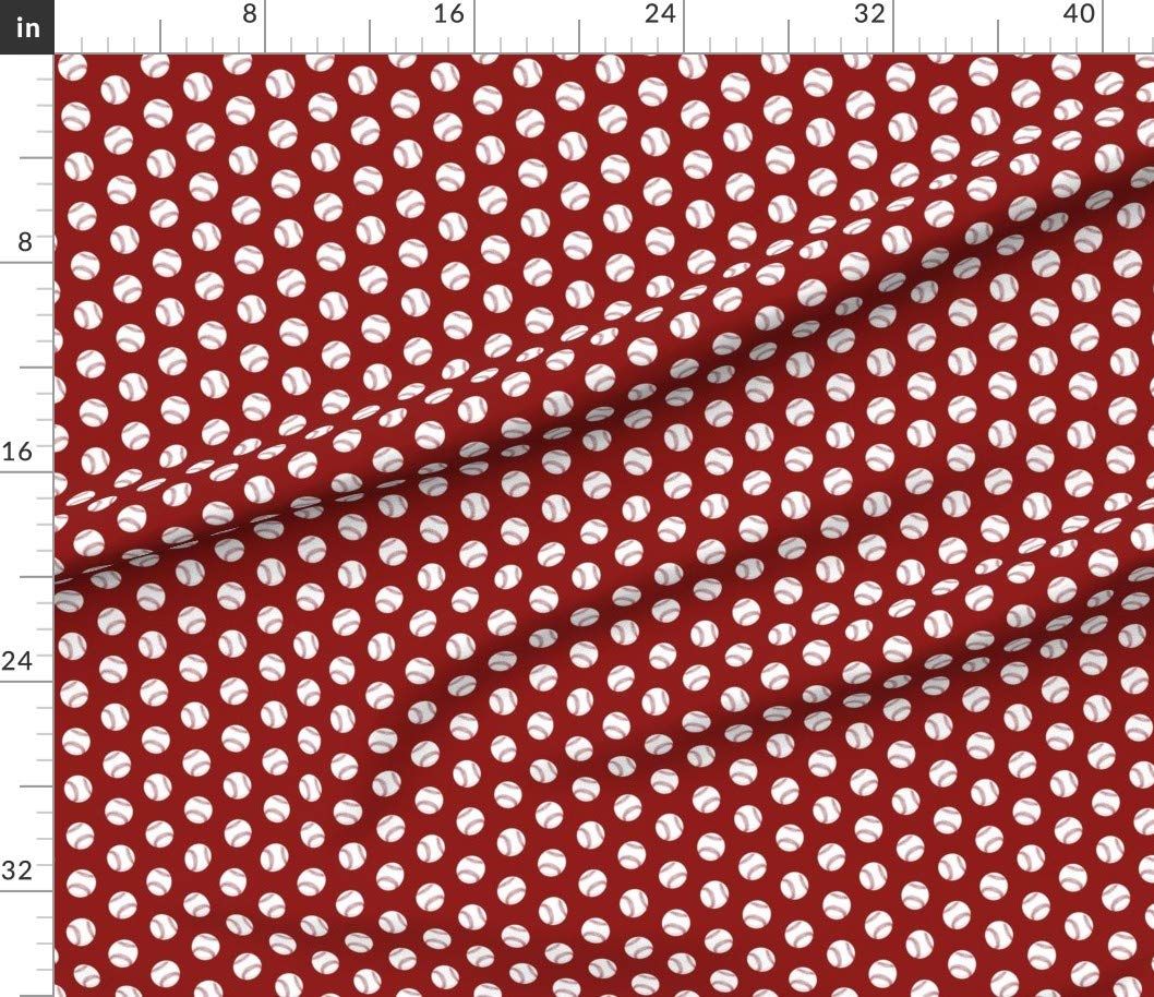 Baseball Themed Dark Red Printed Cotton Fabric by Spoonflower - Fat Quarter for Sewing, Quilting, Apparel & Crafts | Perfect for Sports Decor, DIY Projects & Spring-Themed Creations
