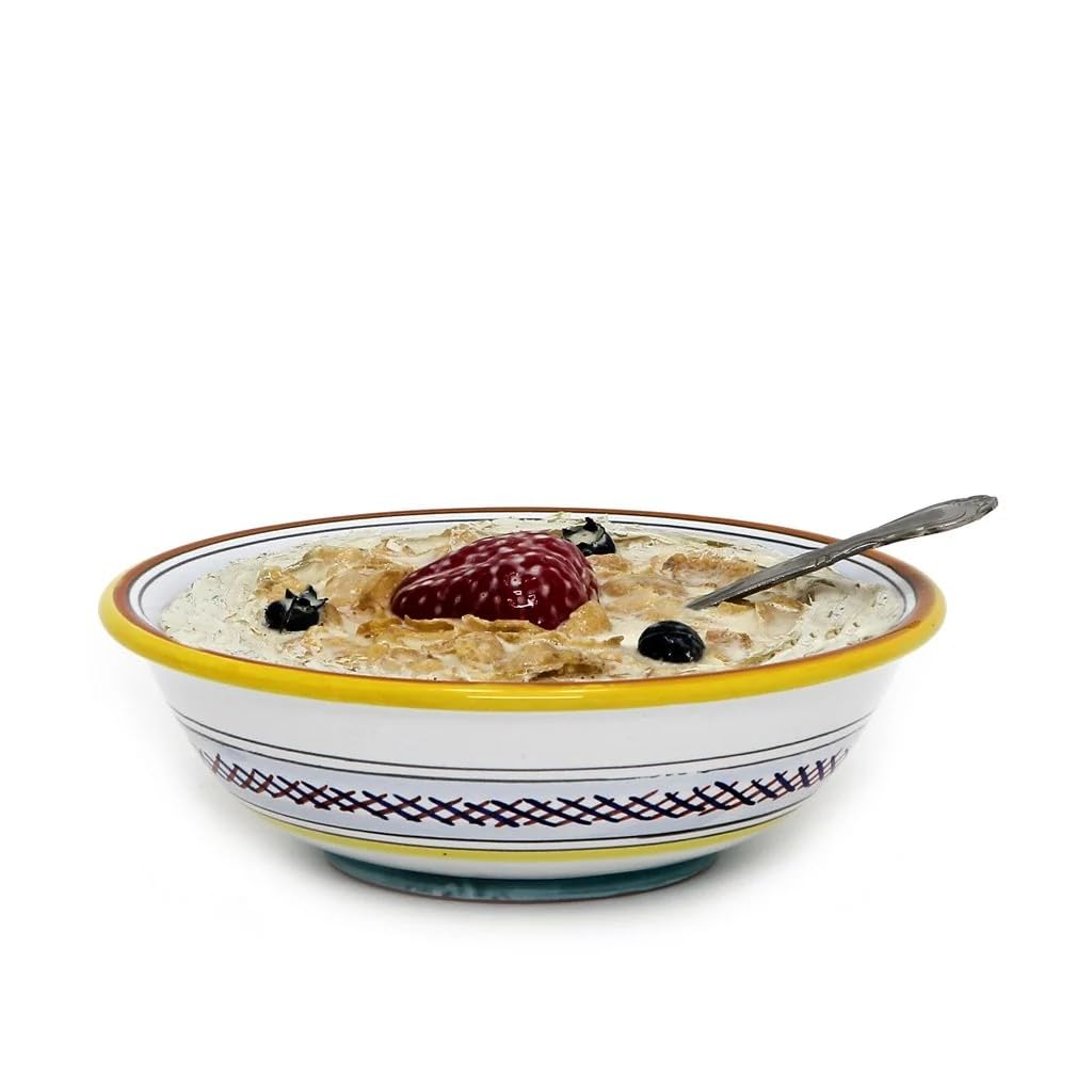 Hand Painted Deruta Italy Ceramic Cereal Bowl [RI0005] - Authentic Italian Artisan Design with Certificate of Authenticity - Perfect for Breakfast, Soups & Home Decor